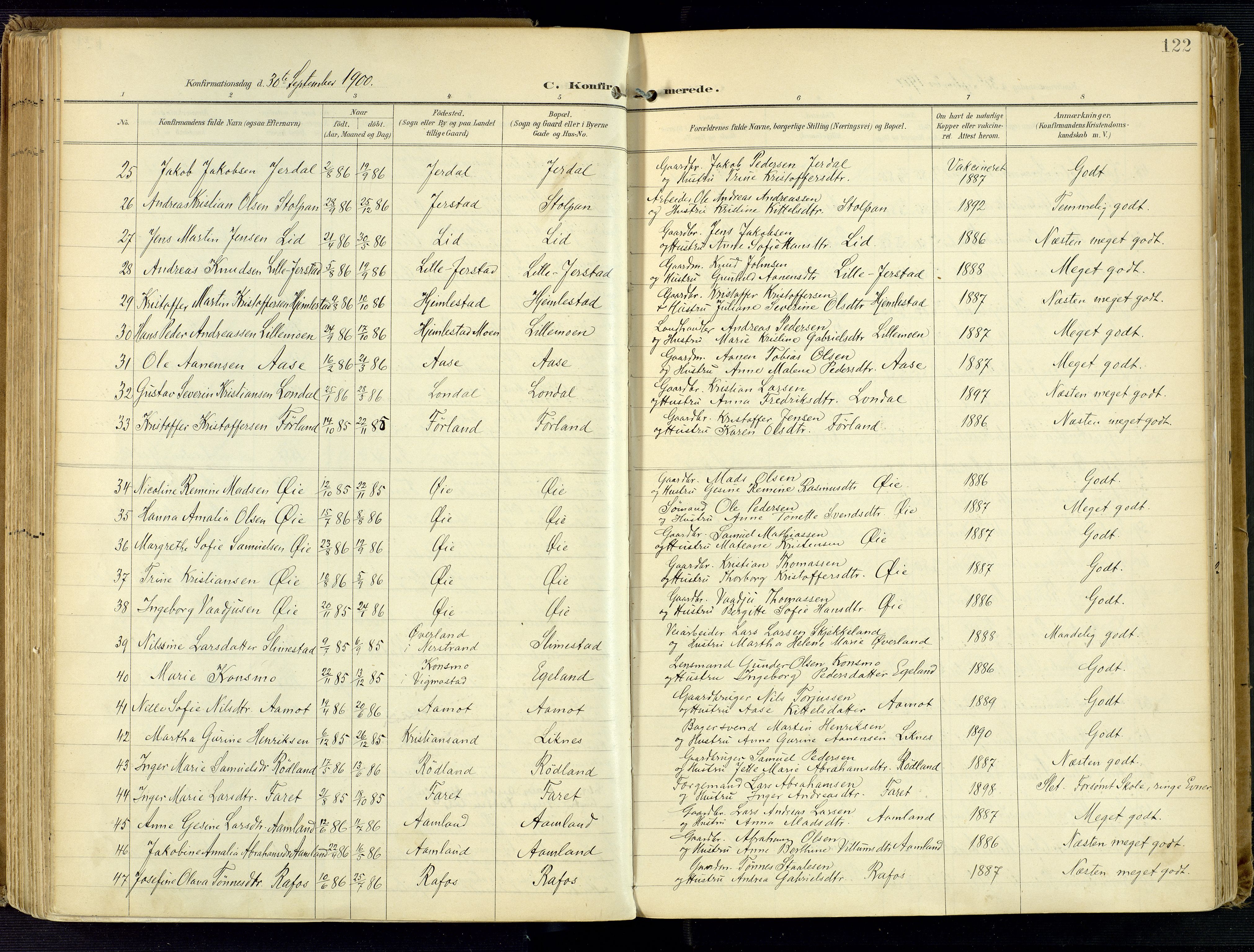 Kvinesdal sokneprestkontor, SAK/1111-0026/F/Fa/Fab/L0009: Ministerialbok nr. A 9, 1898-1915, s. 122