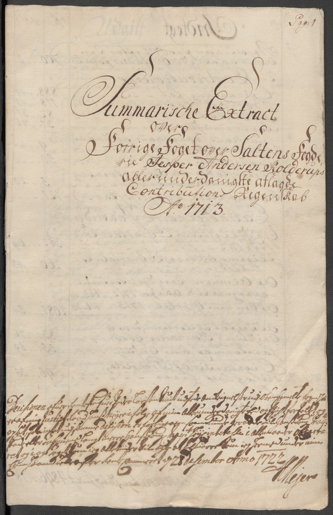 Rentekammeret inntil 1814, Reviderte regnskaper, Fogderegnskap, RA/EA-4092/R66/L4583: Fogderegnskap Salten, 1713, s. 14