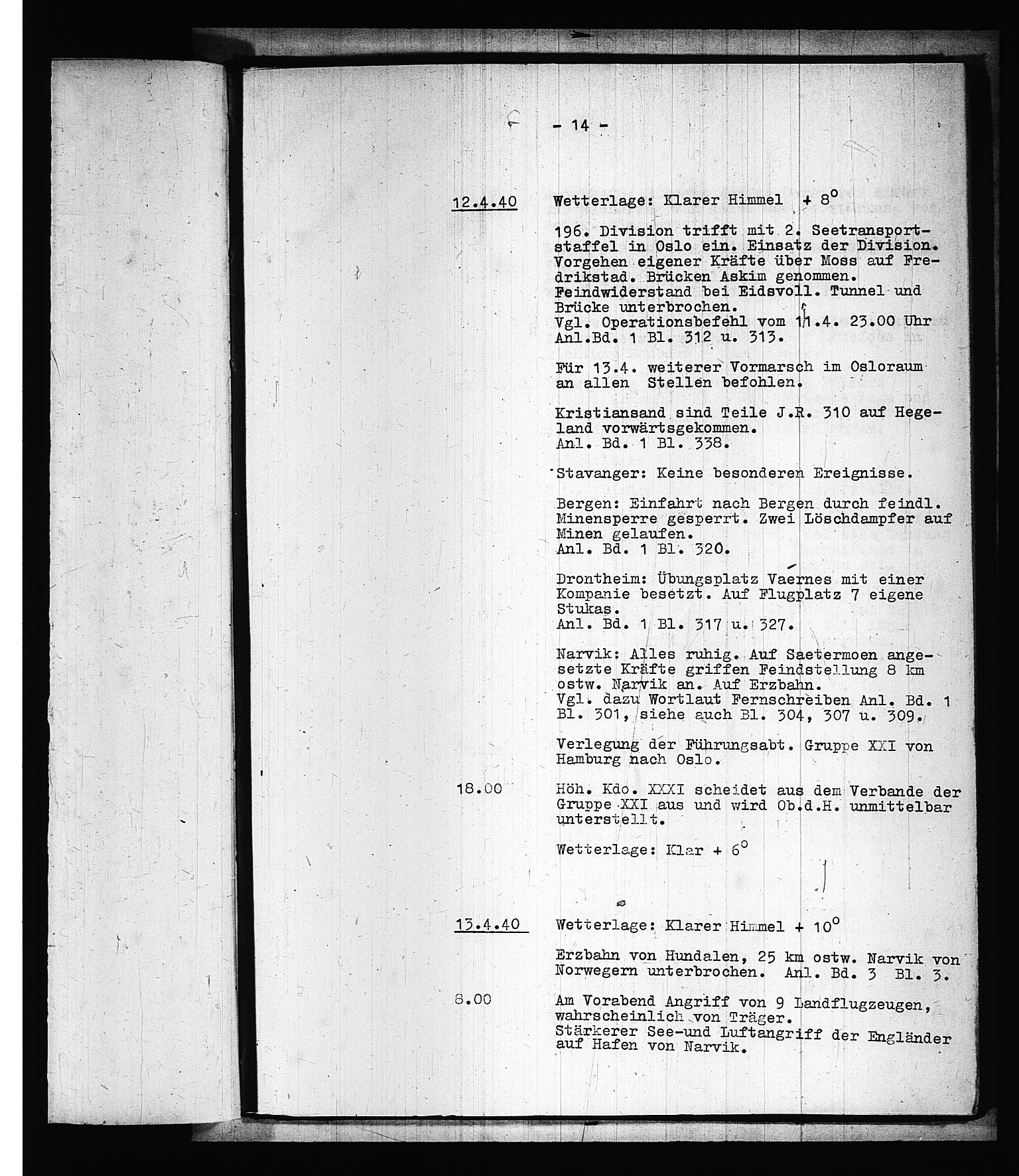 Documents Section, AV/RA-RAFA-2200/V/L0075: Amerikansk mikrofilm "Captured German Documents".
Box No. 714.  FKA jnr. 615/1954., 1940, s. 219