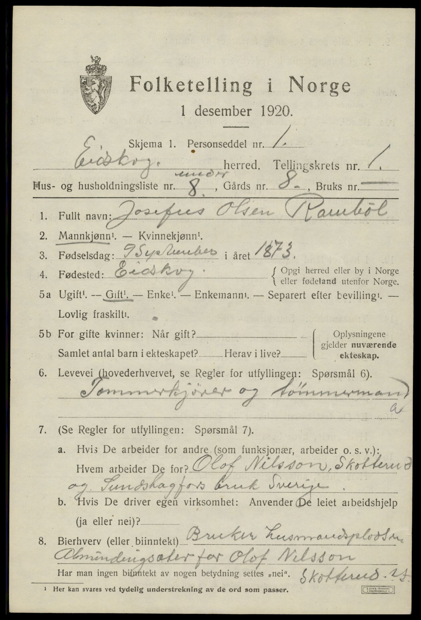 SAH, Folketelling 1920 for 0420 Eidskog herred, 1920, s. 2493