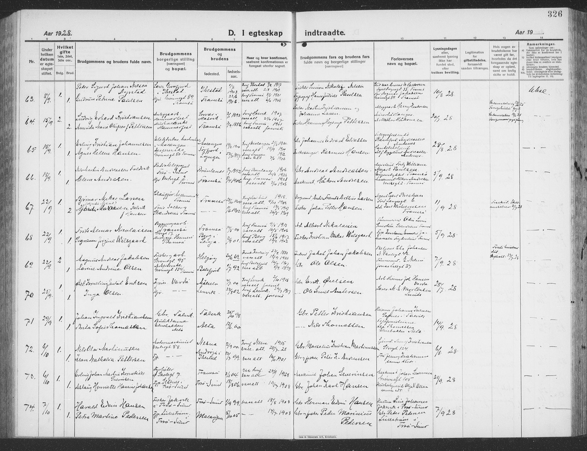 Tromsø sokneprestkontor/stiftsprosti/domprosti, AV/SATØ-S-1343/G/Gb/L0010klokker: Klokkerbok nr. 10, 1925-1937, s. 326