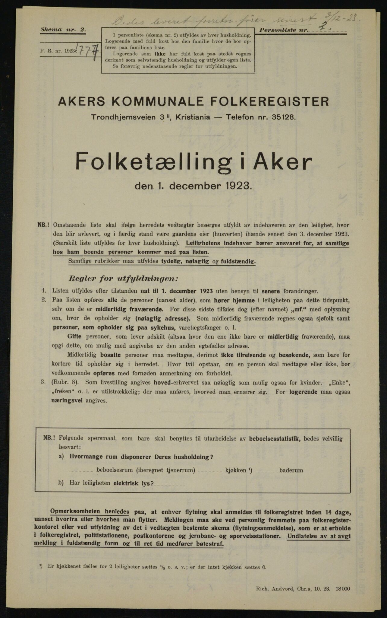 , Kommunal folketelling 1.12.1923 for Aker, 1923, s. 19309