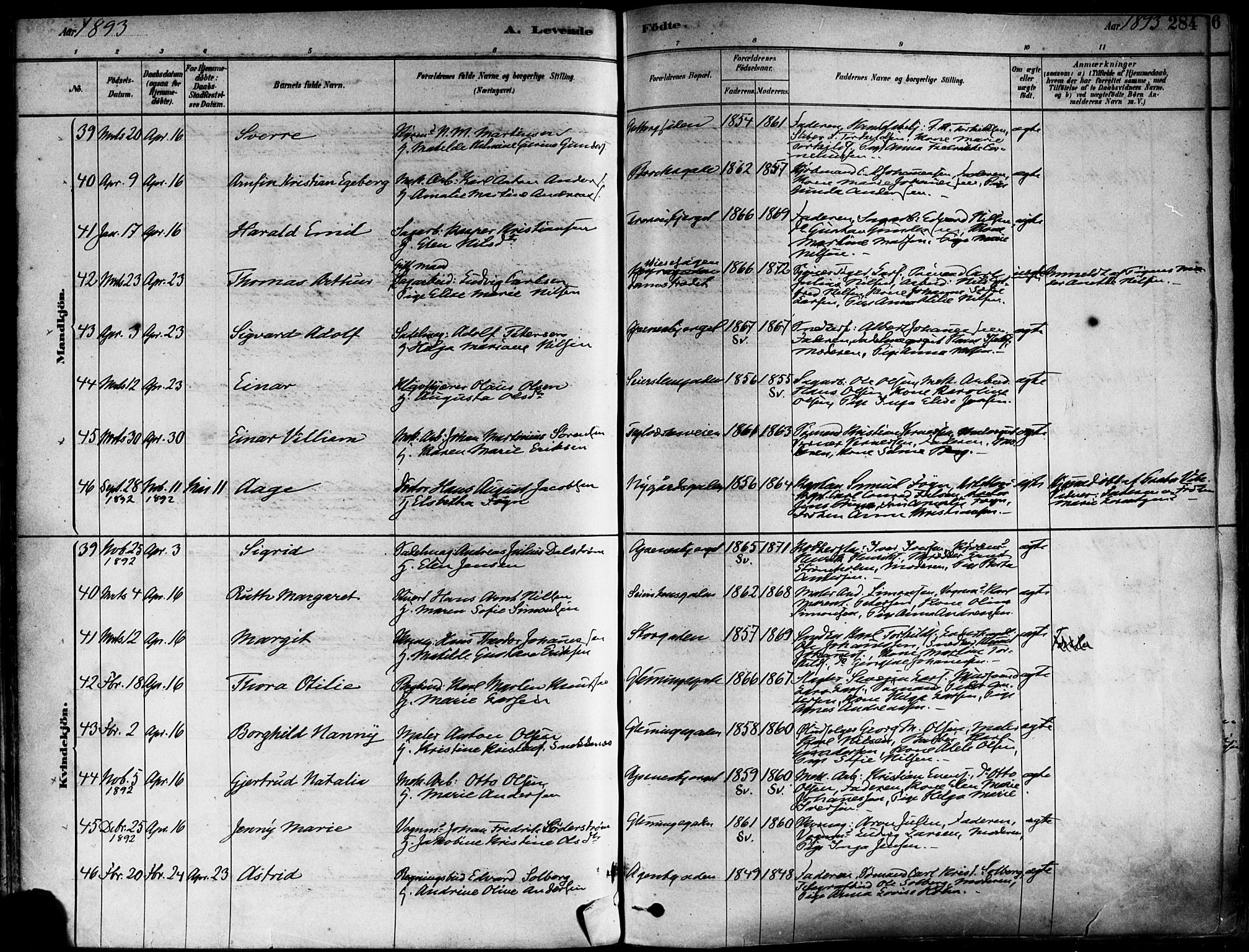 Fredrikstad domkirkes prestekontor Kirkebøker, AV/SAO-A-10906/F/Fa/L0002: Ministerialbok nr. 2, 1878-1894, s. 284