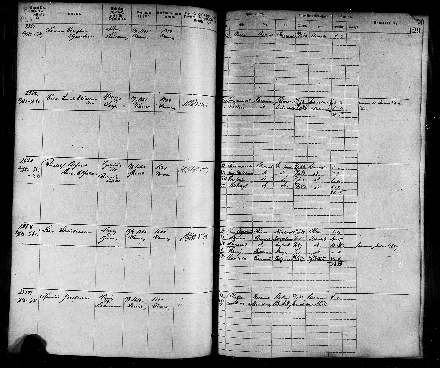 Farsund mønstringskrets, SAK/2031-0017/F/Fa/L0006: Annotasjonsrulle nr 1911-3805 med register, Z-3, 1877-1894, s. 157