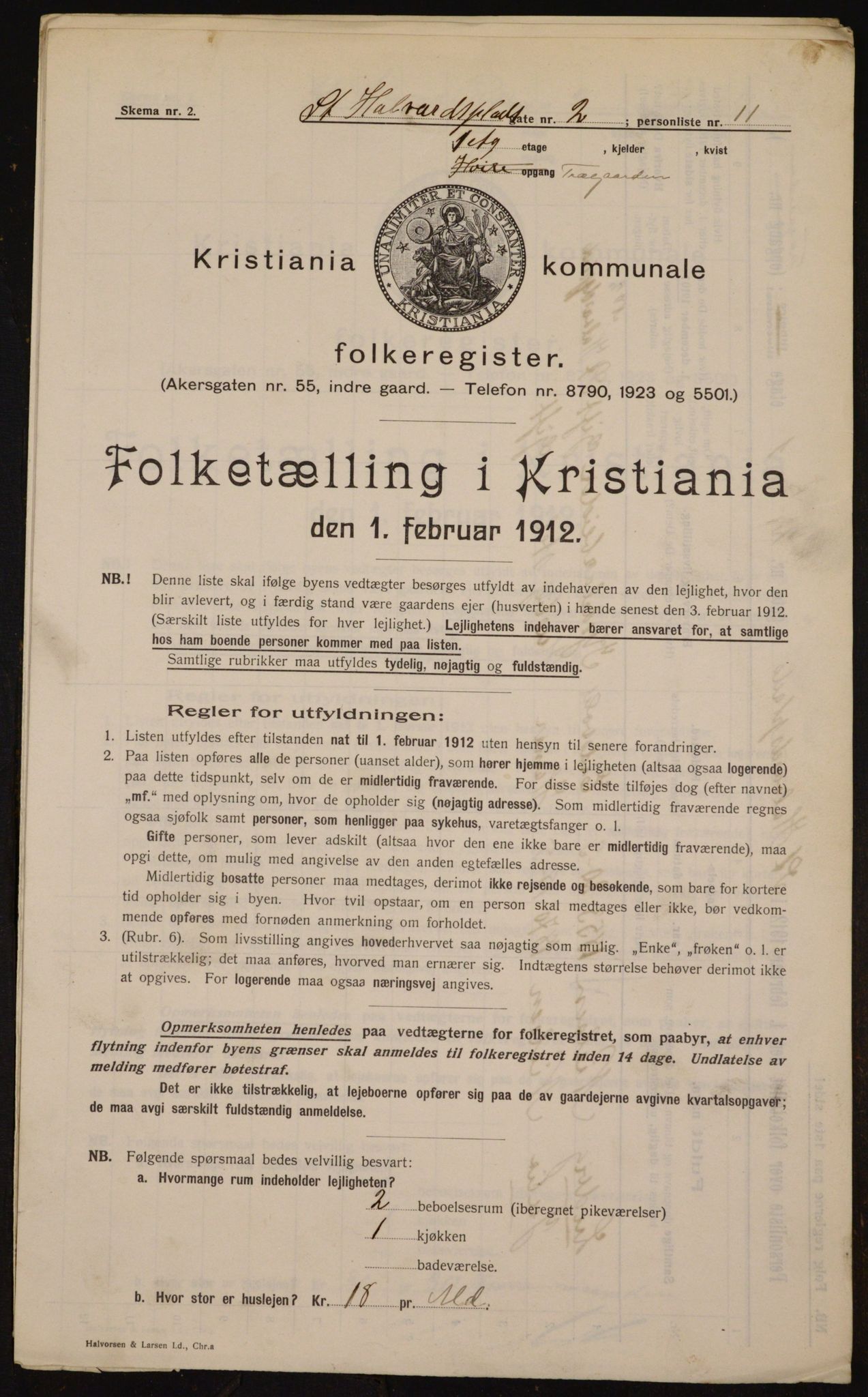 OBA, Kommunal folketelling 1.2.1912 for Kristiania, 1912, s. 88160