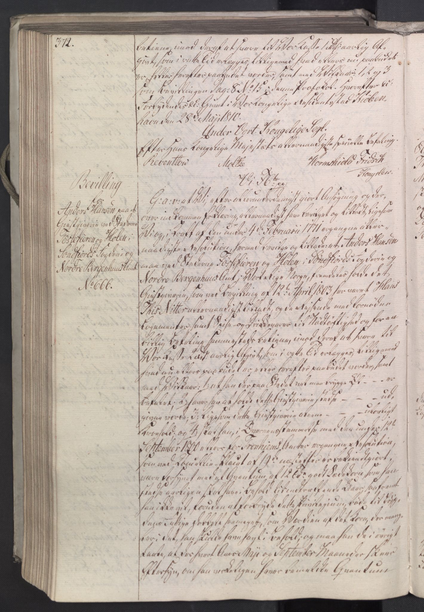 Rentekammeret, Kammerkanselliet, AV/RA-EA-3111/G/Gg/Gga/L0019: Norsk ekspedisjonsprotokoll med register (merket RK 53.19), 1807-1810, s. 372