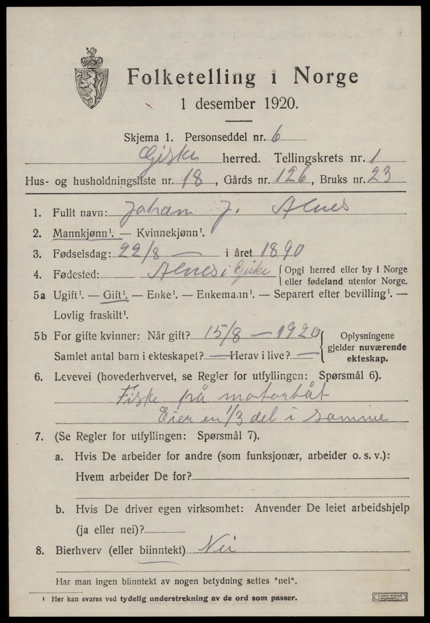 SAT, Folketelling 1920 for 1532 Giske herred, 1920, s. 830
