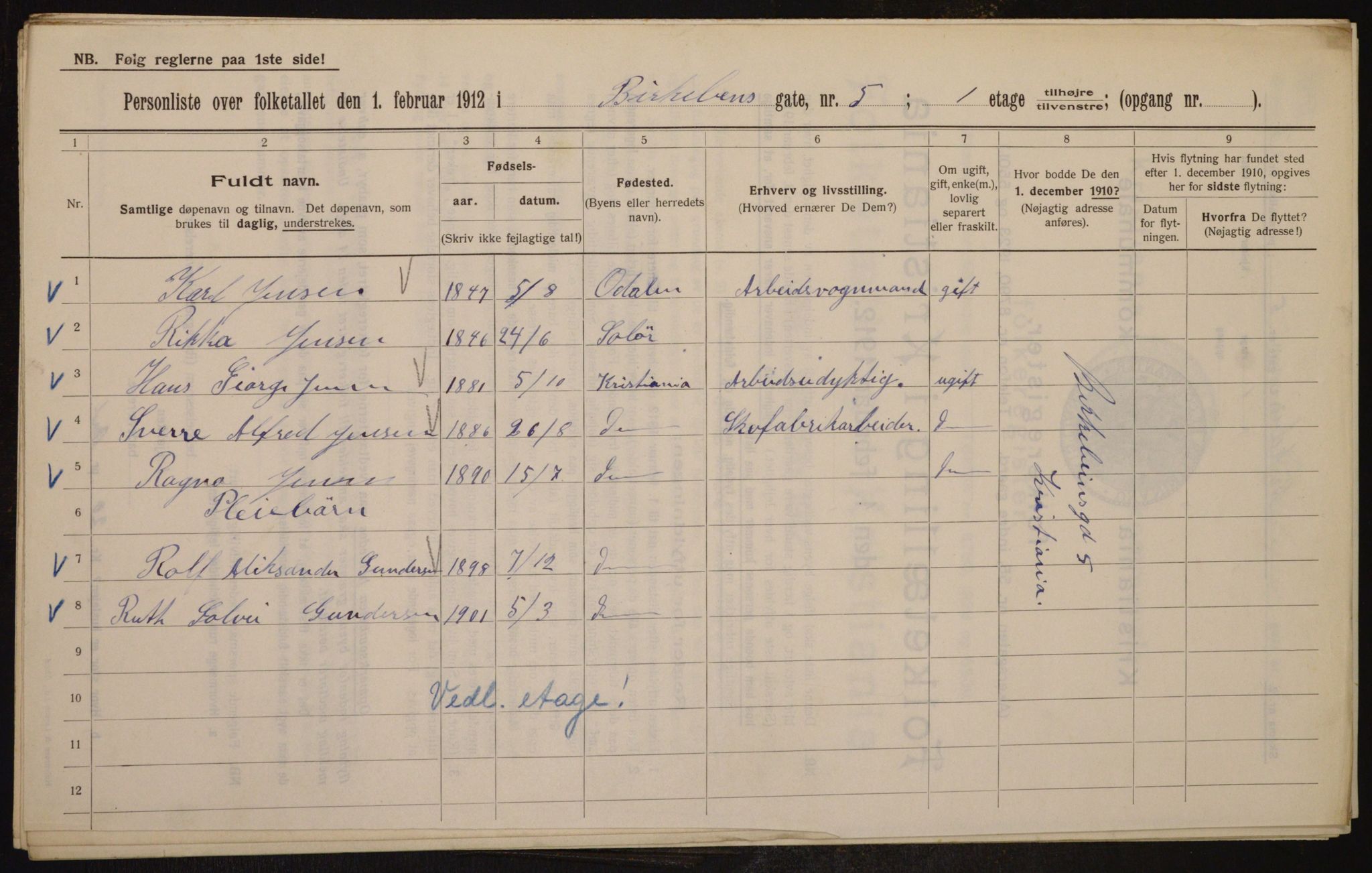 OBA, Kommunal folketelling 1.2.1912 for Kristiania, 1912, s. 4944