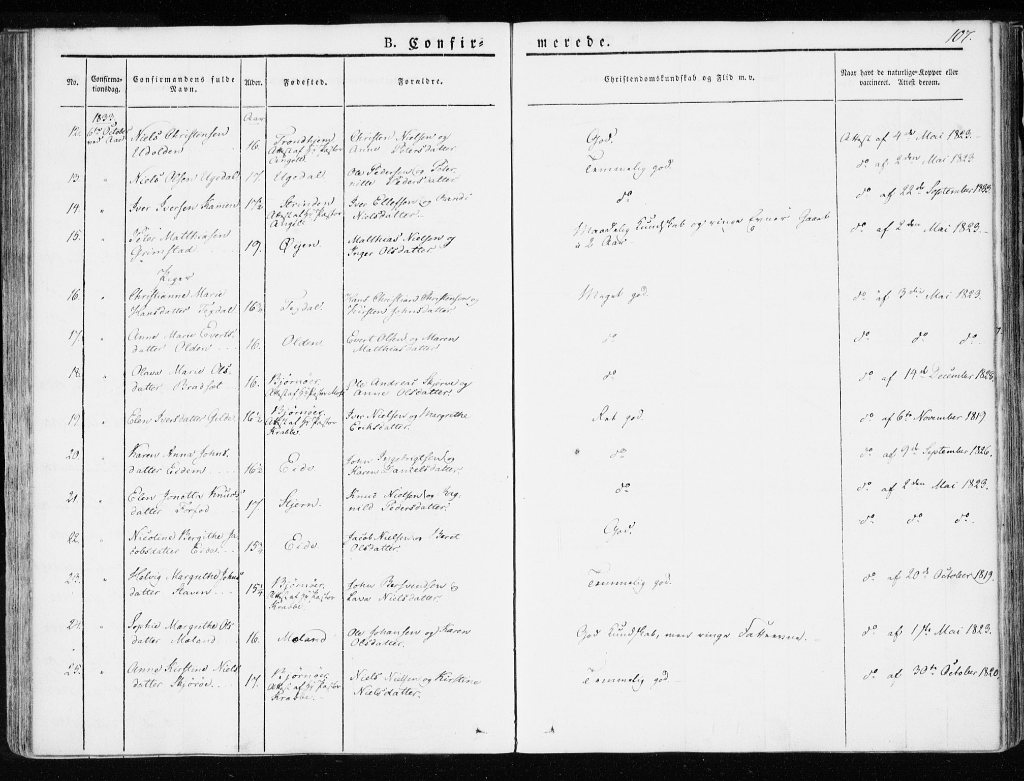 Ministerialprotokoller, klokkerbøker og fødselsregistre - Sør-Trøndelag, SAT/A-1456/655/L0676: Ministerialbok nr. 655A05, 1830-1847, s. 107