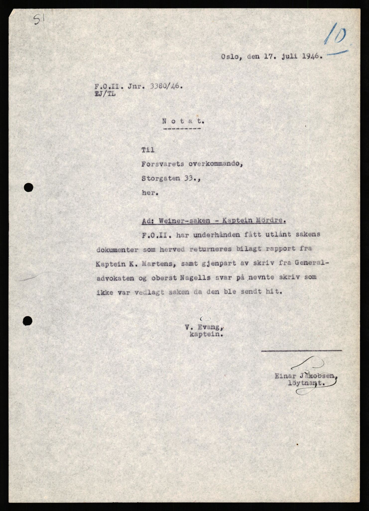 Forsvaret, Forsvarets overkommando II, AV/RA-RAFA-3915/D/Db/L0035: CI Questionaires. Tyske okkupasjonsstyrker i Norge. Tyskere., 1945-1946, s. 236