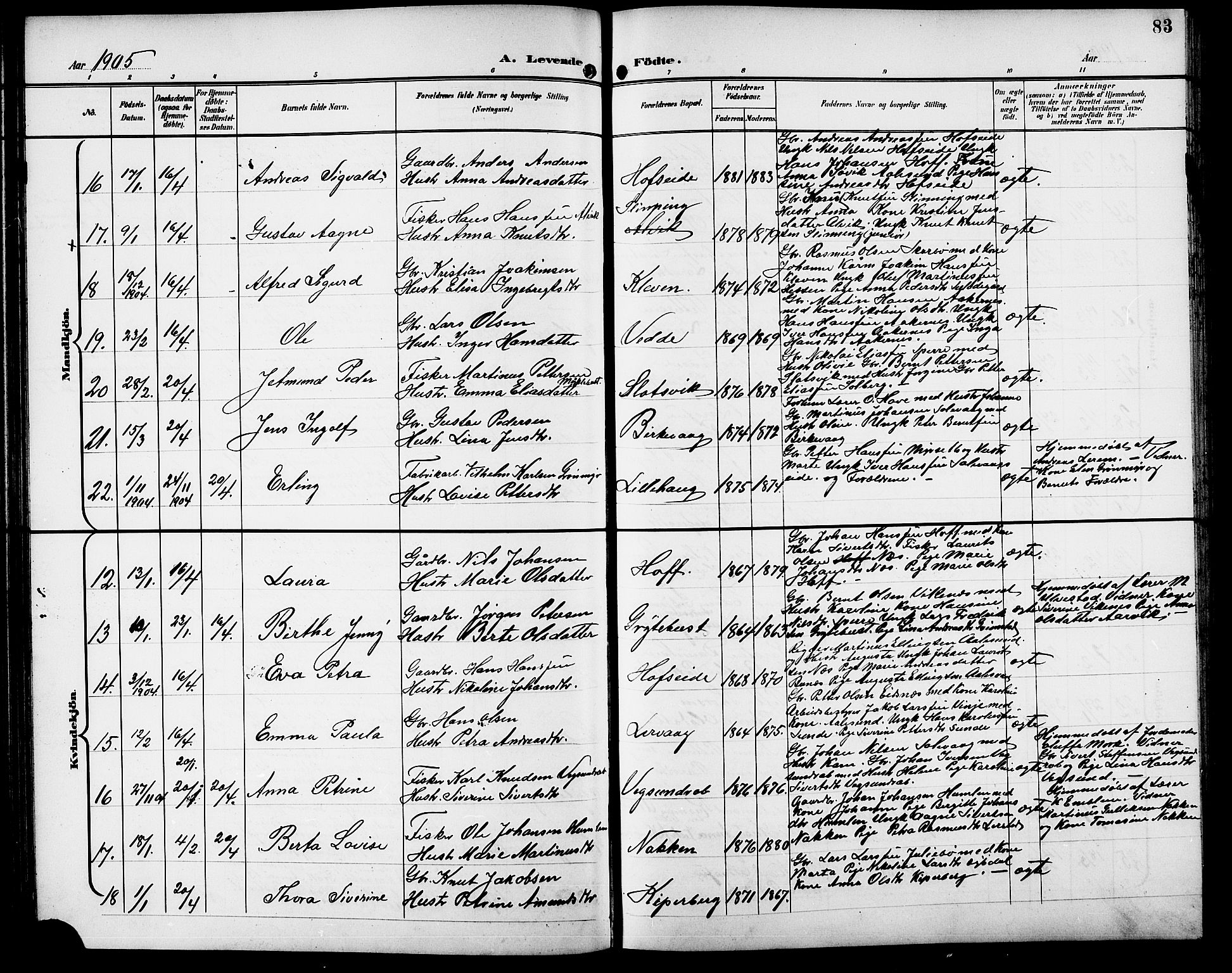Ministerialprotokoller, klokkerbøker og fødselsregistre - Møre og Romsdal, AV/SAT-A-1454/528/L0432: Klokkerbok nr. 528C13, 1898-1918, s. 83