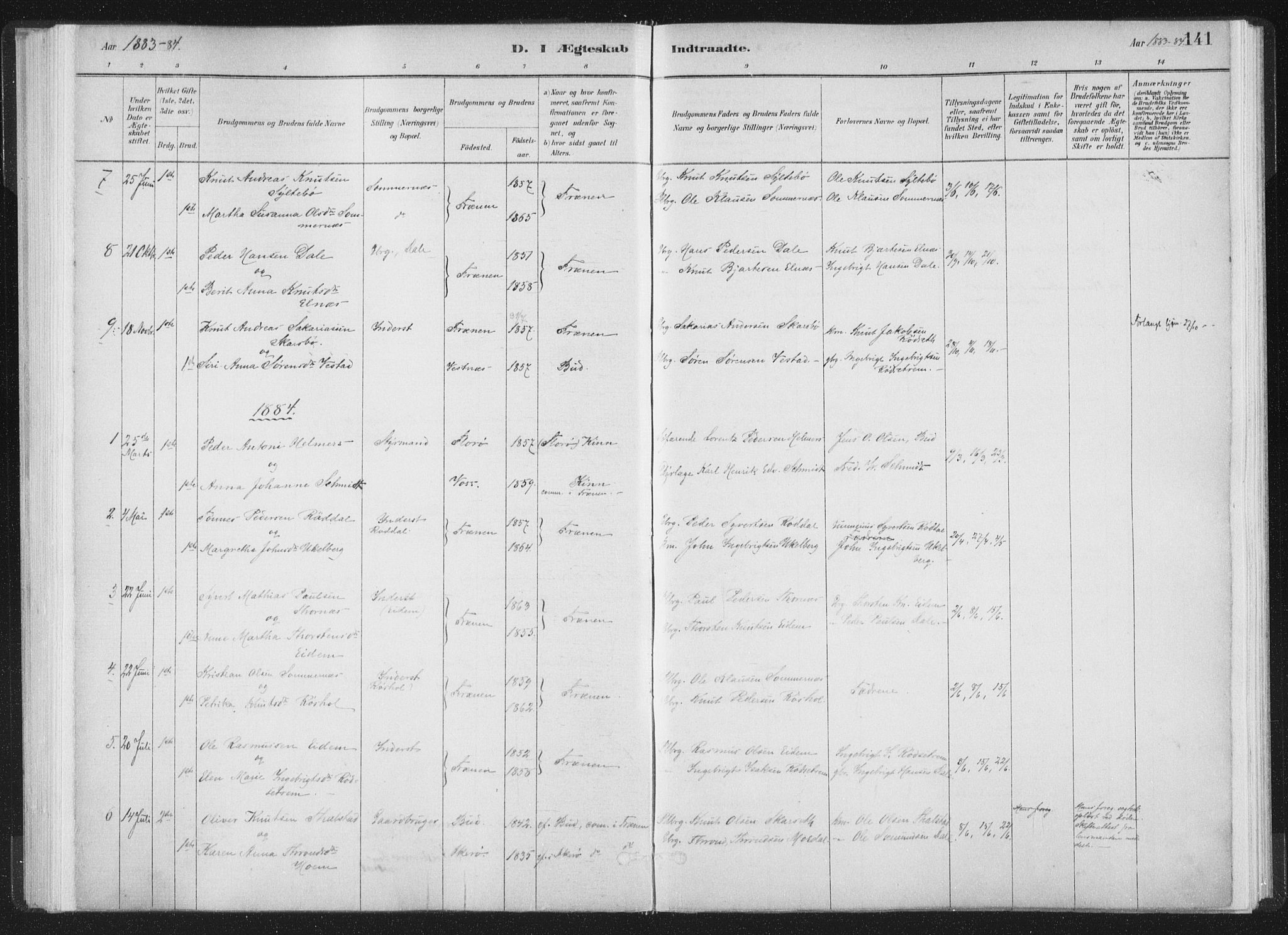Ministerialprotokoller, klokkerbøker og fødselsregistre - Møre og Romsdal, AV/SAT-A-1454/564/L0740: Ministerialbok nr. 564A01, 1880-1899, s. 141