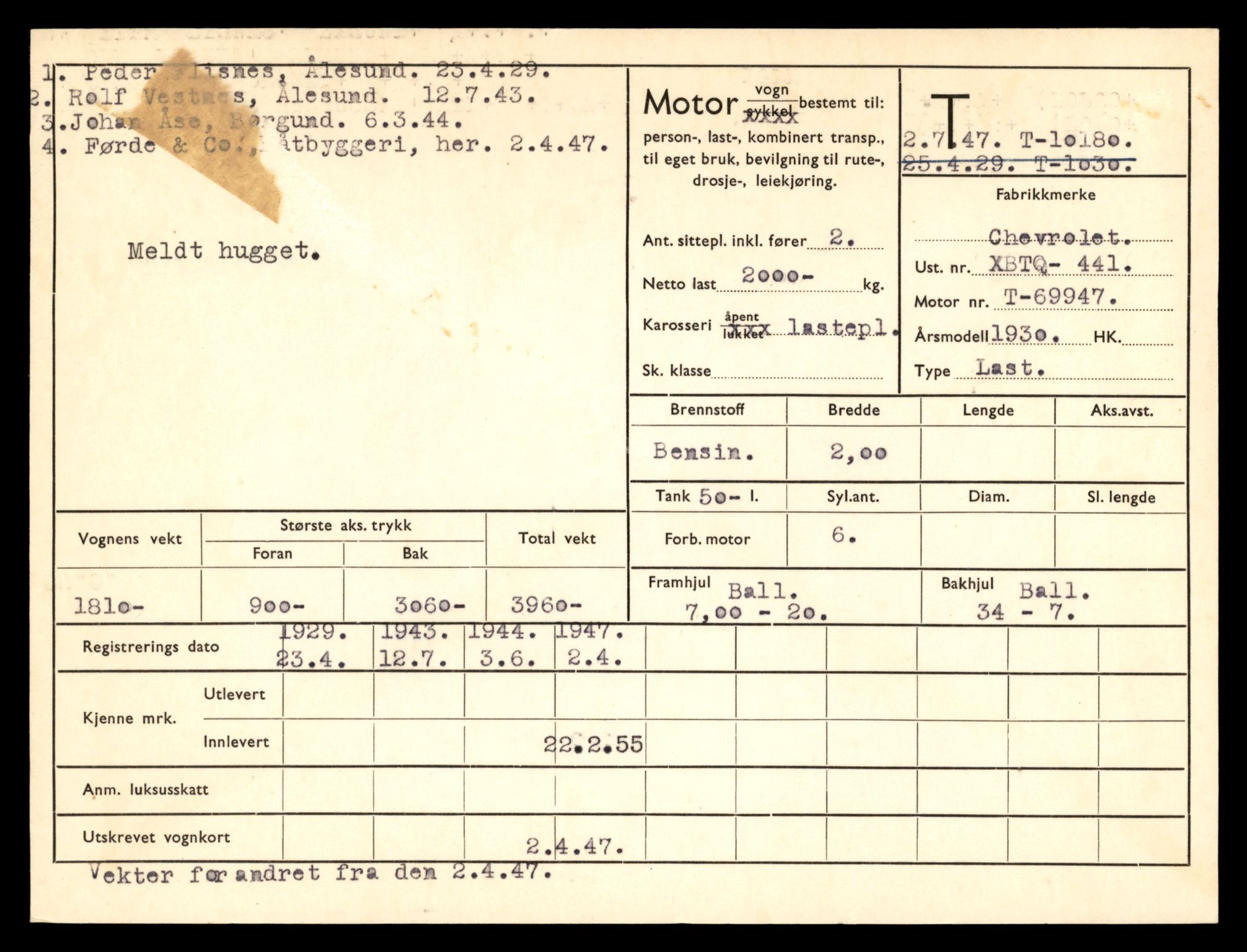 Møre og Romsdal vegkontor - Ålesund trafikkstasjon, AV/SAT-A-4099/F/Fe/L0018: Registreringskort for kjøretøy T 10091 - T 10227, 1927-1998, s. 2157