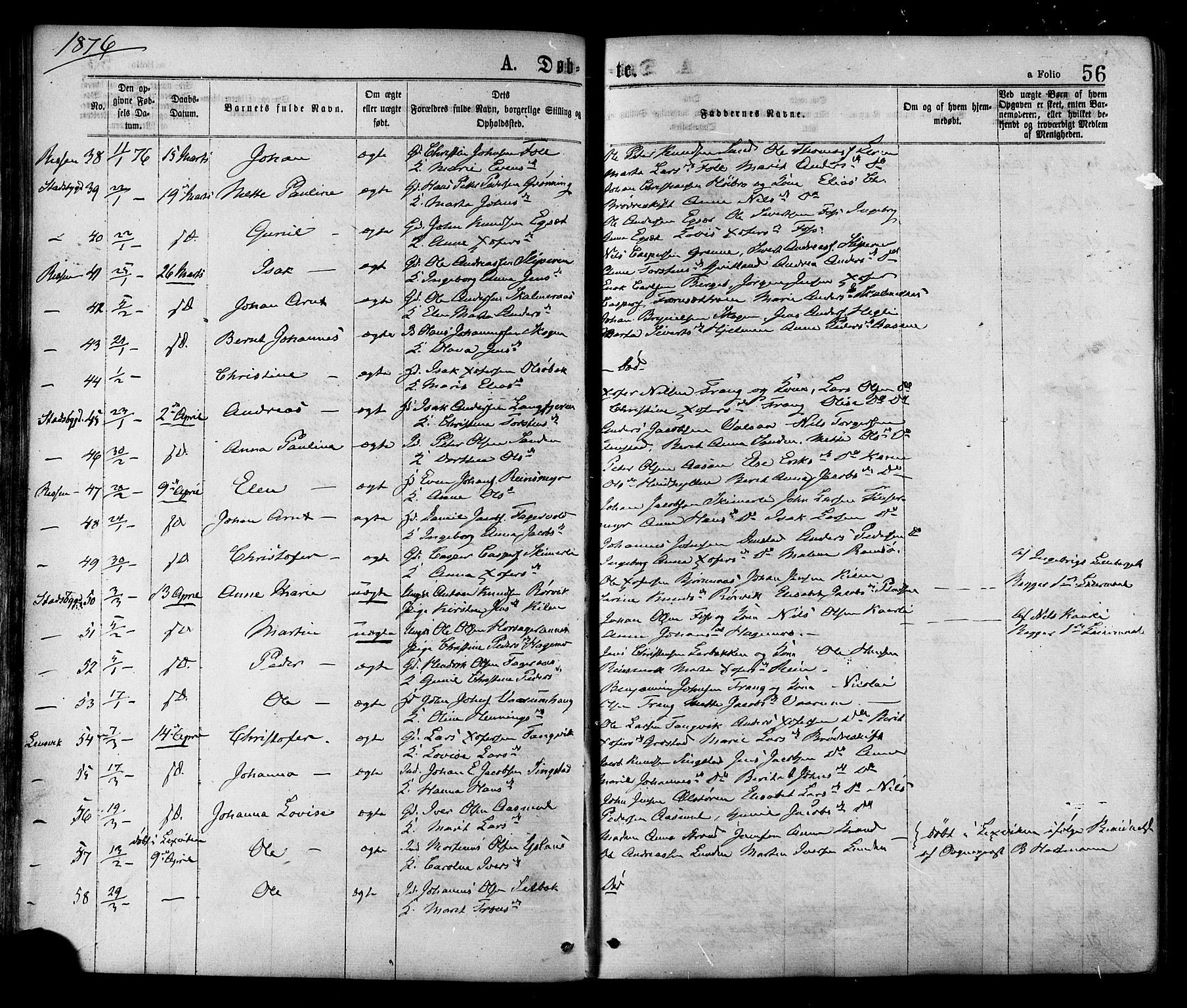 Ministerialprotokoller, klokkerbøker og fødselsregistre - Sør-Trøndelag, AV/SAT-A-1456/646/L0613: Ministerialbok nr. 646A11, 1870-1884, s. 56