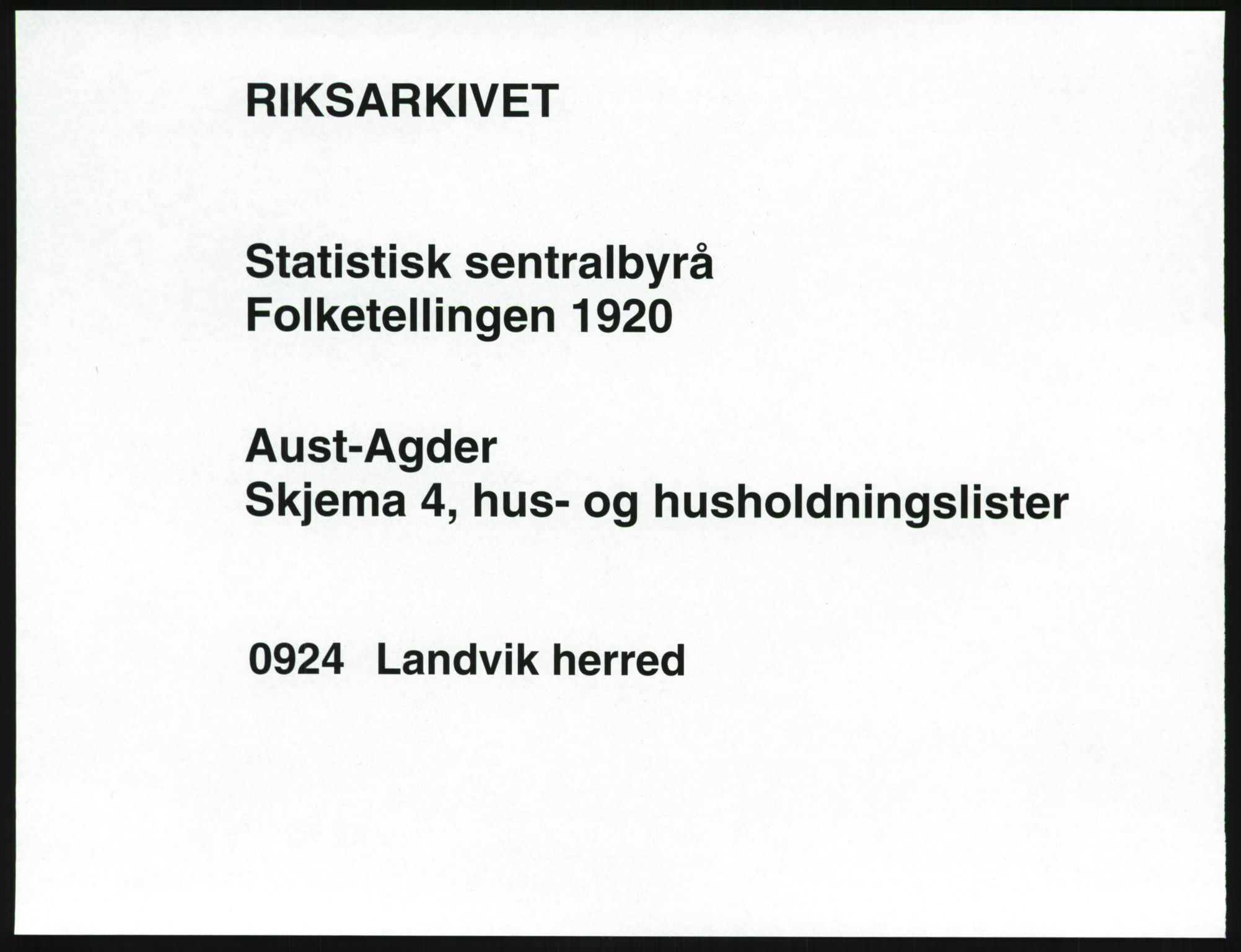 SAK, Folketelling 1920 for 0924 Landvik herred, 1920, s. 30