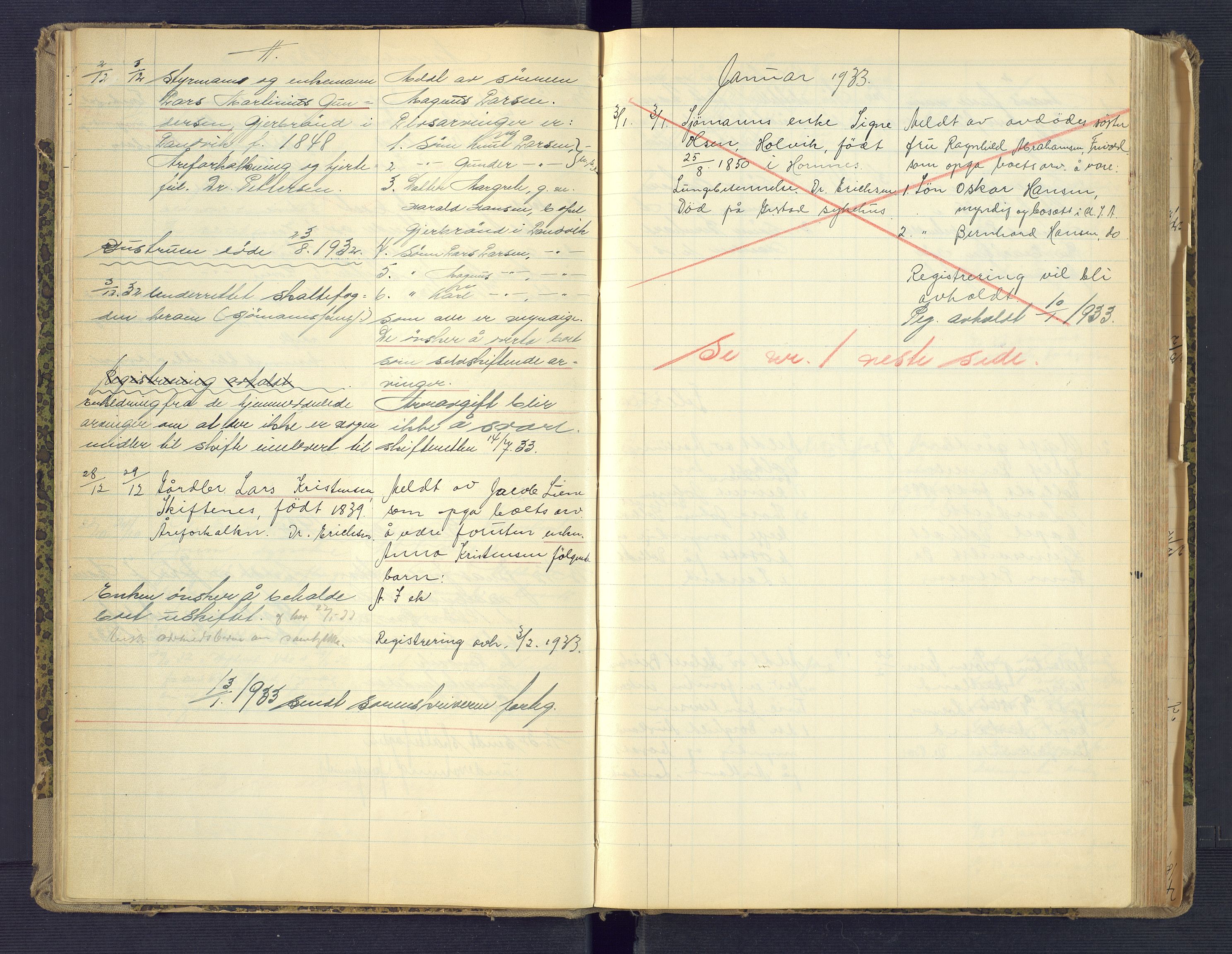 Landvik og Fjære lensmannskontor, AV/SAK-1241-0027/F/Fe/L0003: Anmeldte dødsfall nr 32, 1926-1935