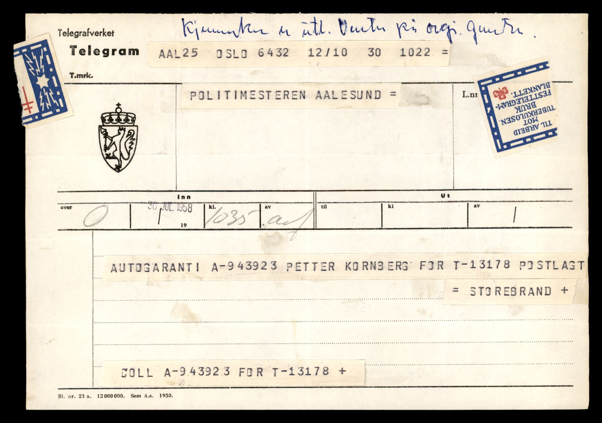 Møre og Romsdal vegkontor - Ålesund trafikkstasjon, AV/SAT-A-4099/F/Fe/L0037: Registreringskort for kjøretøy T 13031 - T 13179, 1927-1998, s. 2860