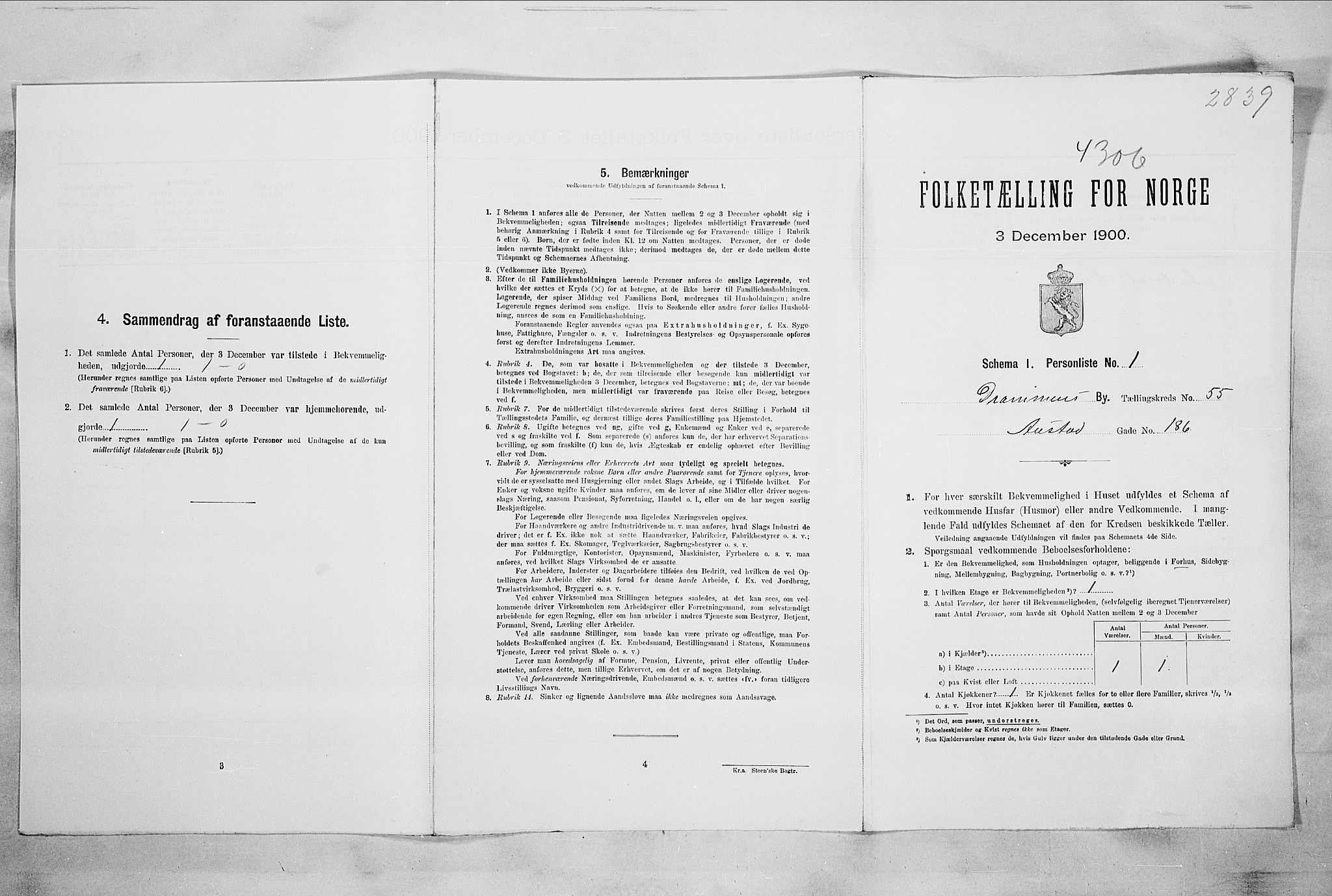 RA, Folketelling 1900 for 0602 Drammen kjøpstad, 1900, s. 13932