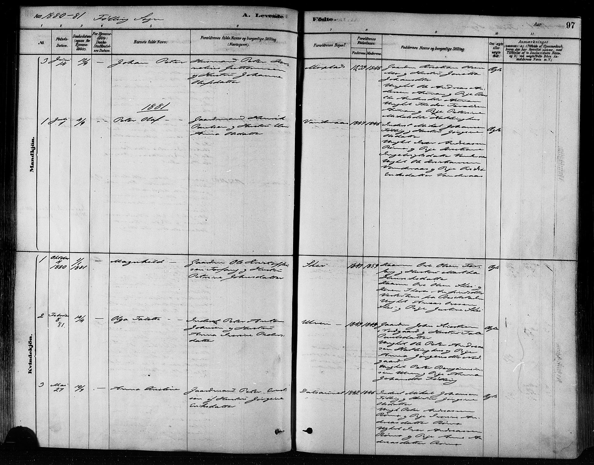 Ministerialprotokoller, klokkerbøker og fødselsregistre - Nord-Trøndelag, SAT/A-1458/746/L0449: Ministerialbok nr. 746A07 /3, 1878-1899, s. 97