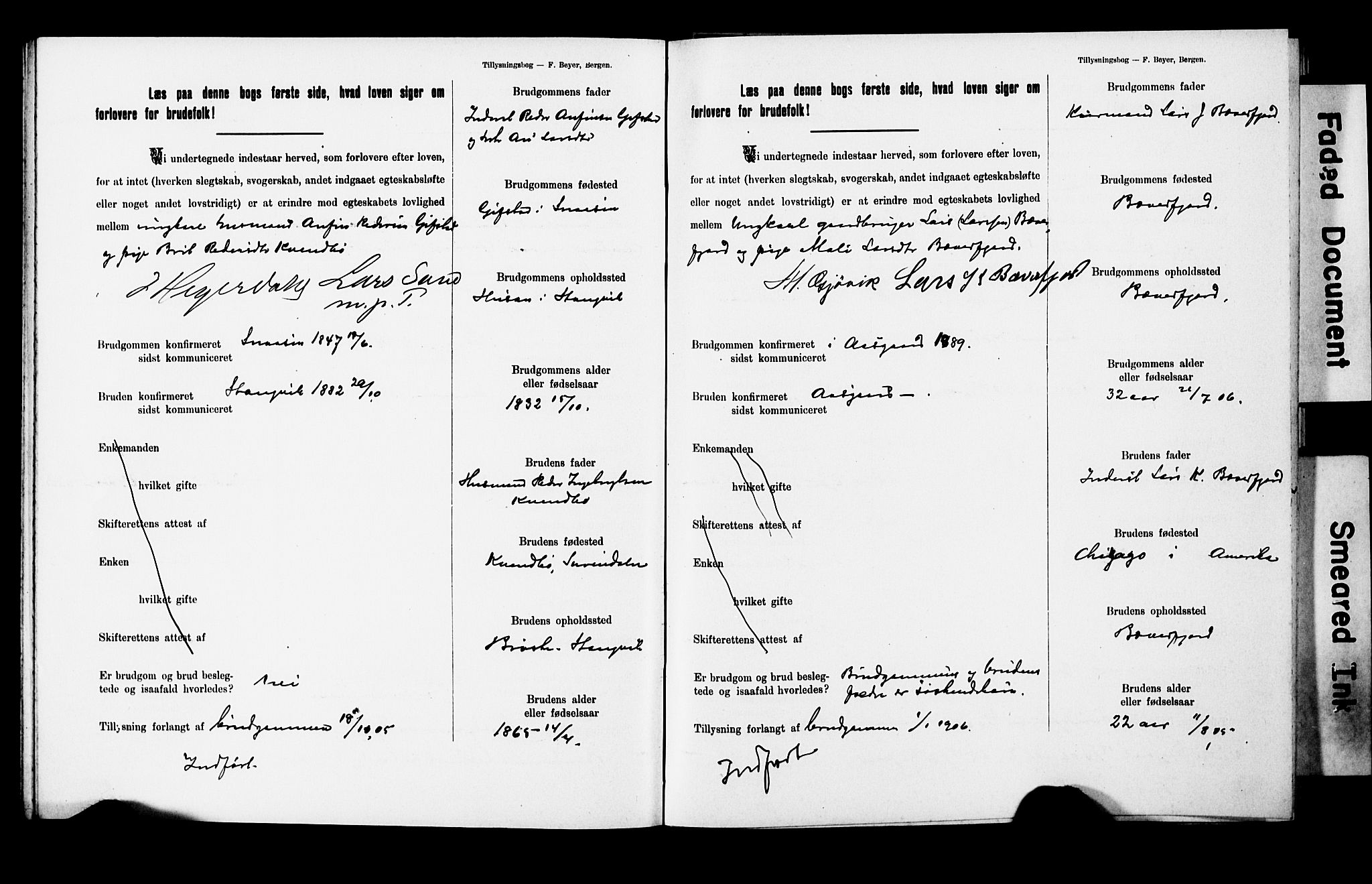 Ministerialprotokoller, klokkerbøker og fødselsregistre - Møre og Romsdal, AV/SAT-A-1454/592/L1028: Lysningsprotokoll nr. 592A06, 1903-1909