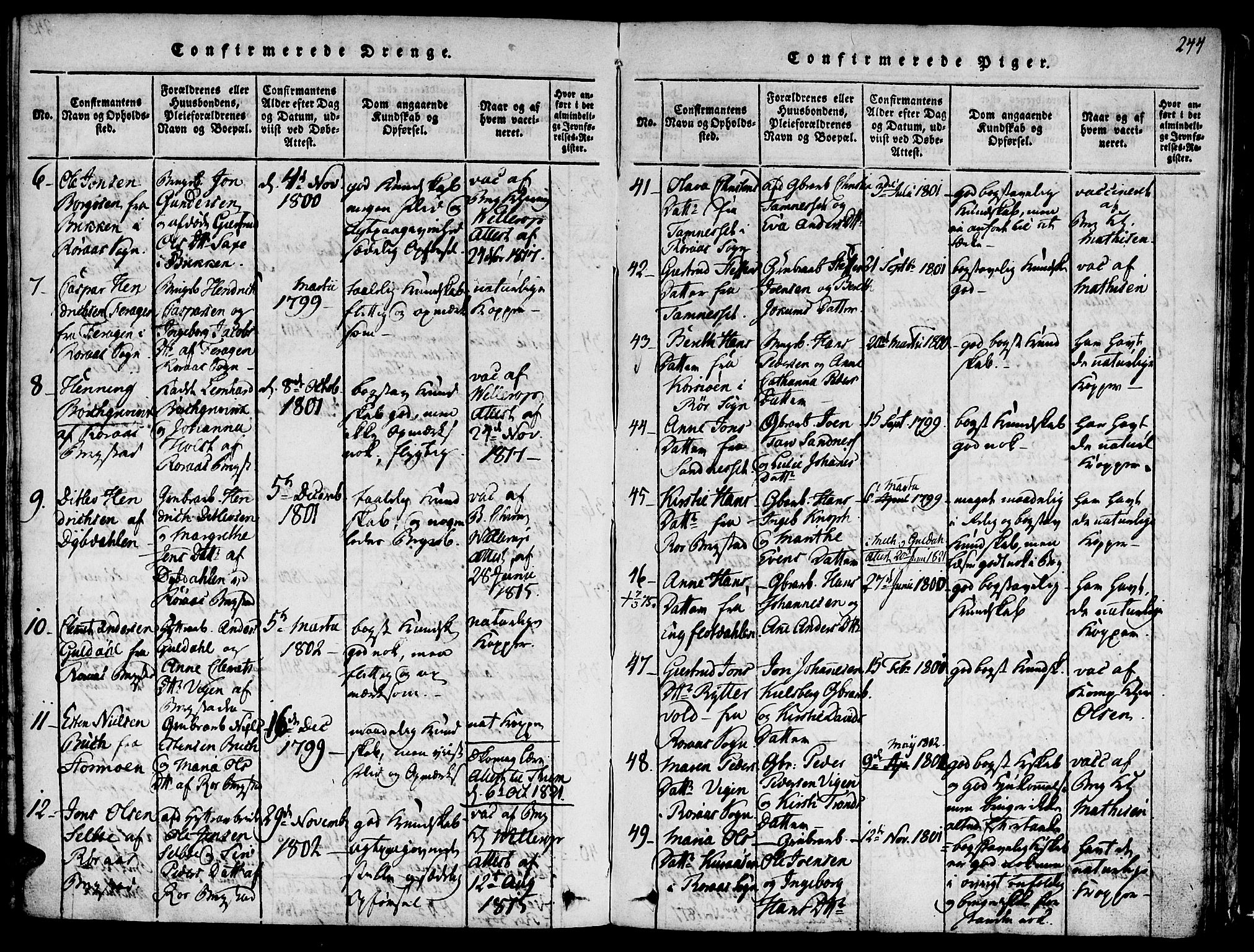 Ministerialprotokoller, klokkerbøker og fødselsregistre - Sør-Trøndelag, AV/SAT-A-1456/681/L0929: Ministerialbok nr. 681A07, 1817-1828, s. 244