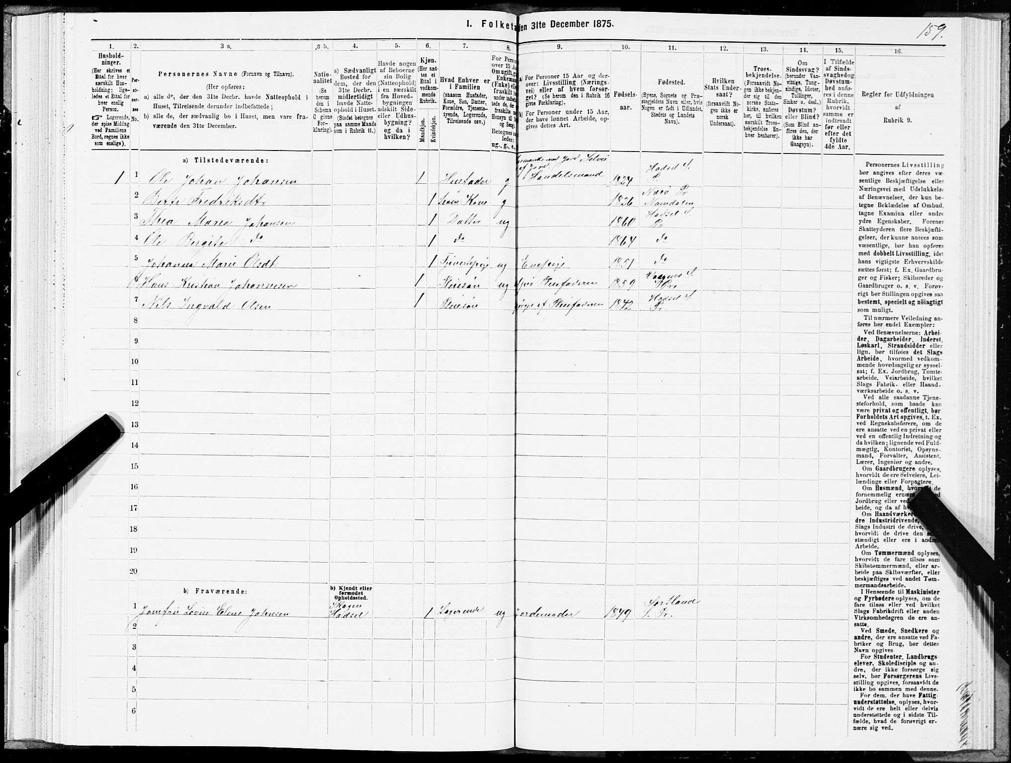 SAT, Folketelling 1875 for 1866P Hadsel prestegjeld, 1875, s. 2159