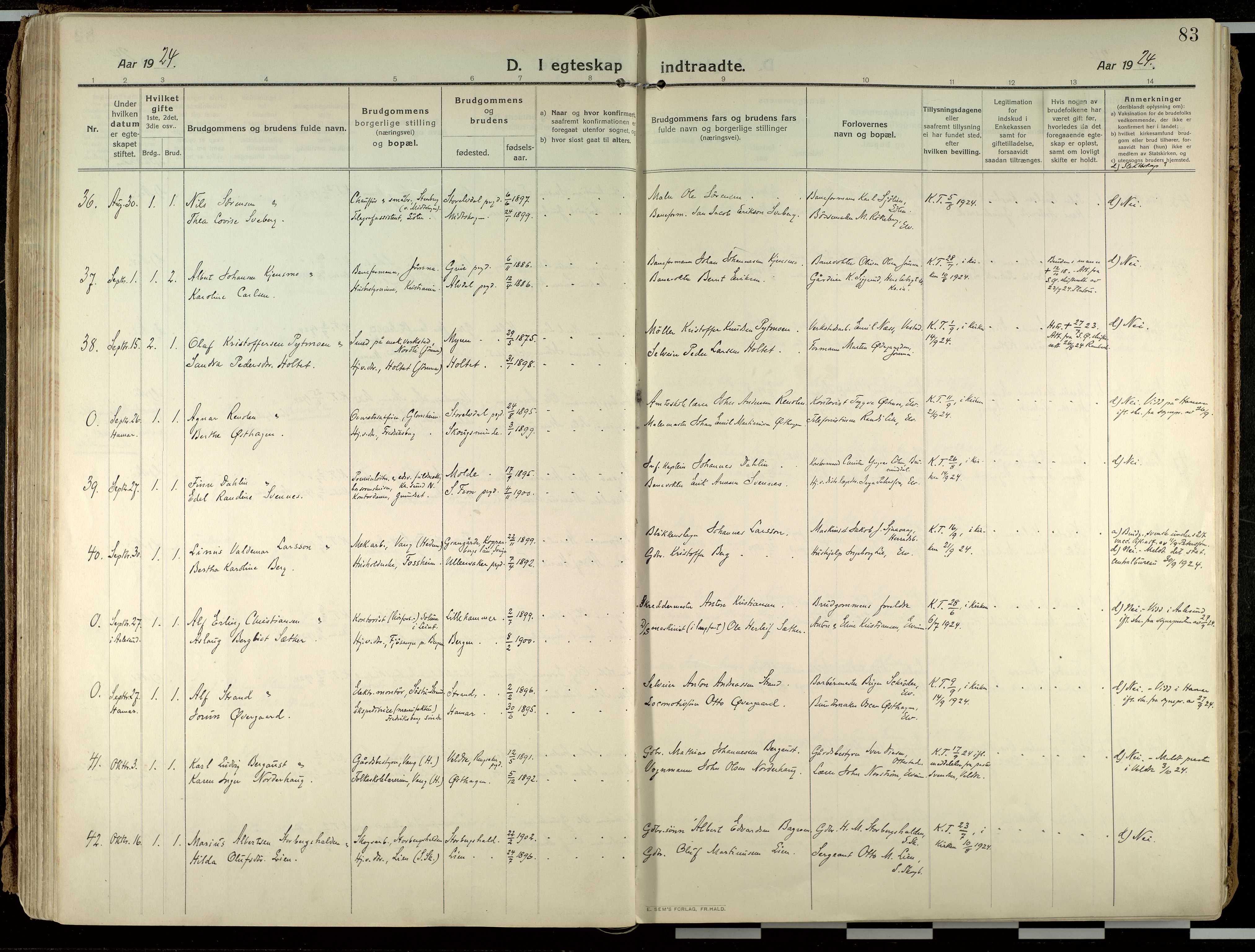 Elverum prestekontor, SAH/PREST-044/H/Ha/Haa/L0021: Ministerialbok nr. 21, 1913-1928, s. 83