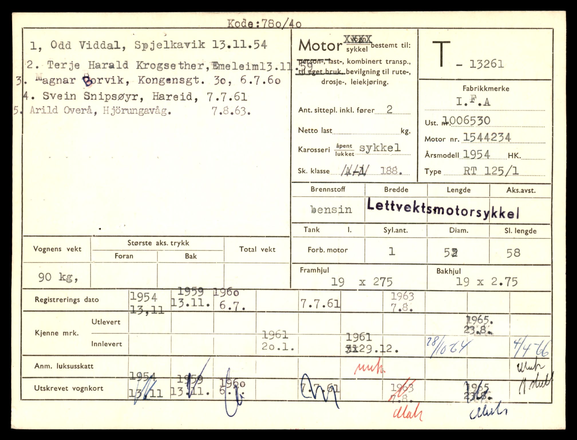 Møre og Romsdal vegkontor - Ålesund trafikkstasjon, AV/SAT-A-4099/F/Fe/L0038: Registreringskort for kjøretøy T 13180 - T 13360, 1927-1998, s. 1369