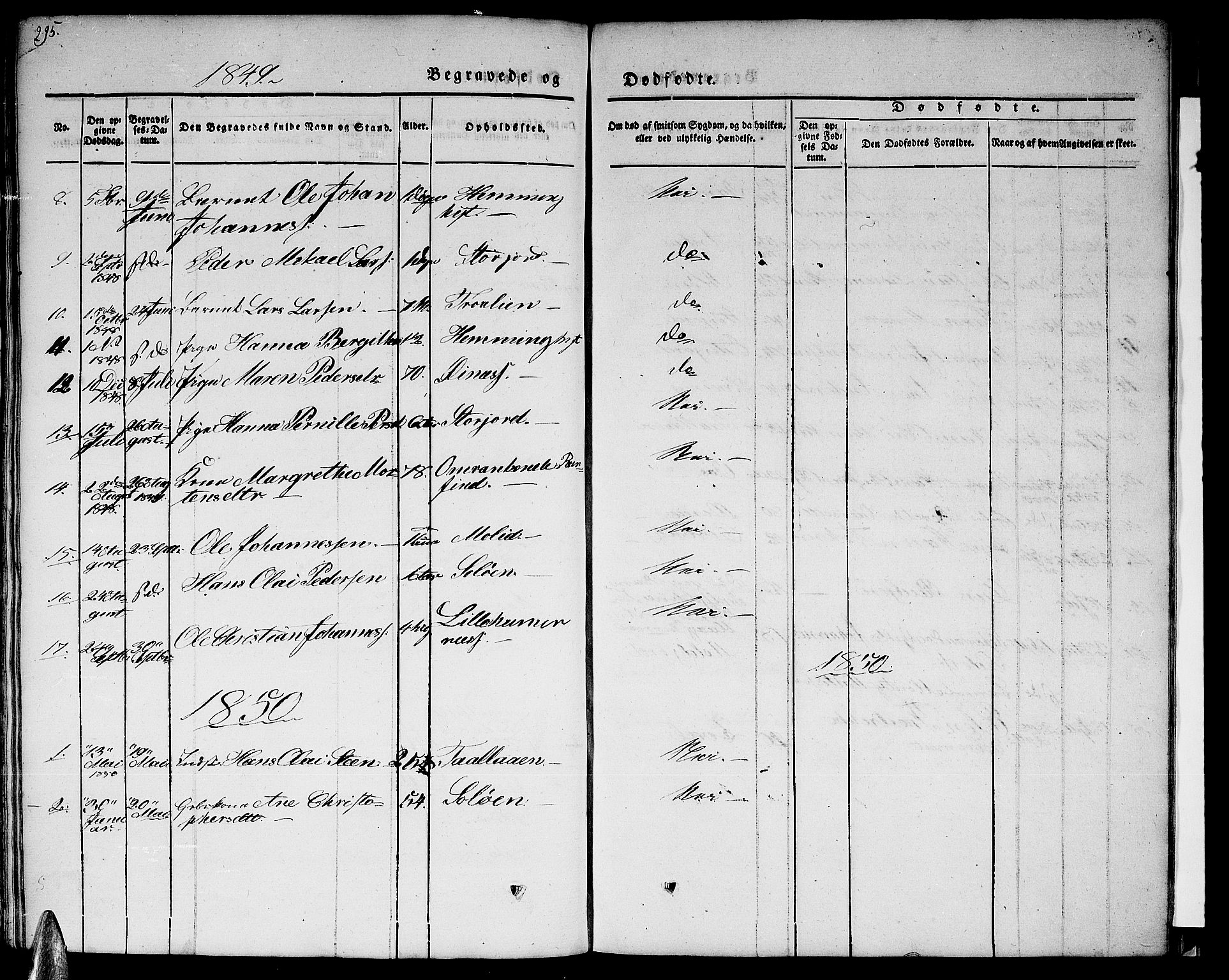 Ministerialprotokoller, klokkerbøker og fødselsregistre - Nordland, AV/SAT-A-1459/846/L0652: Klokkerbok nr. 846C02, 1841-1871, s. 295