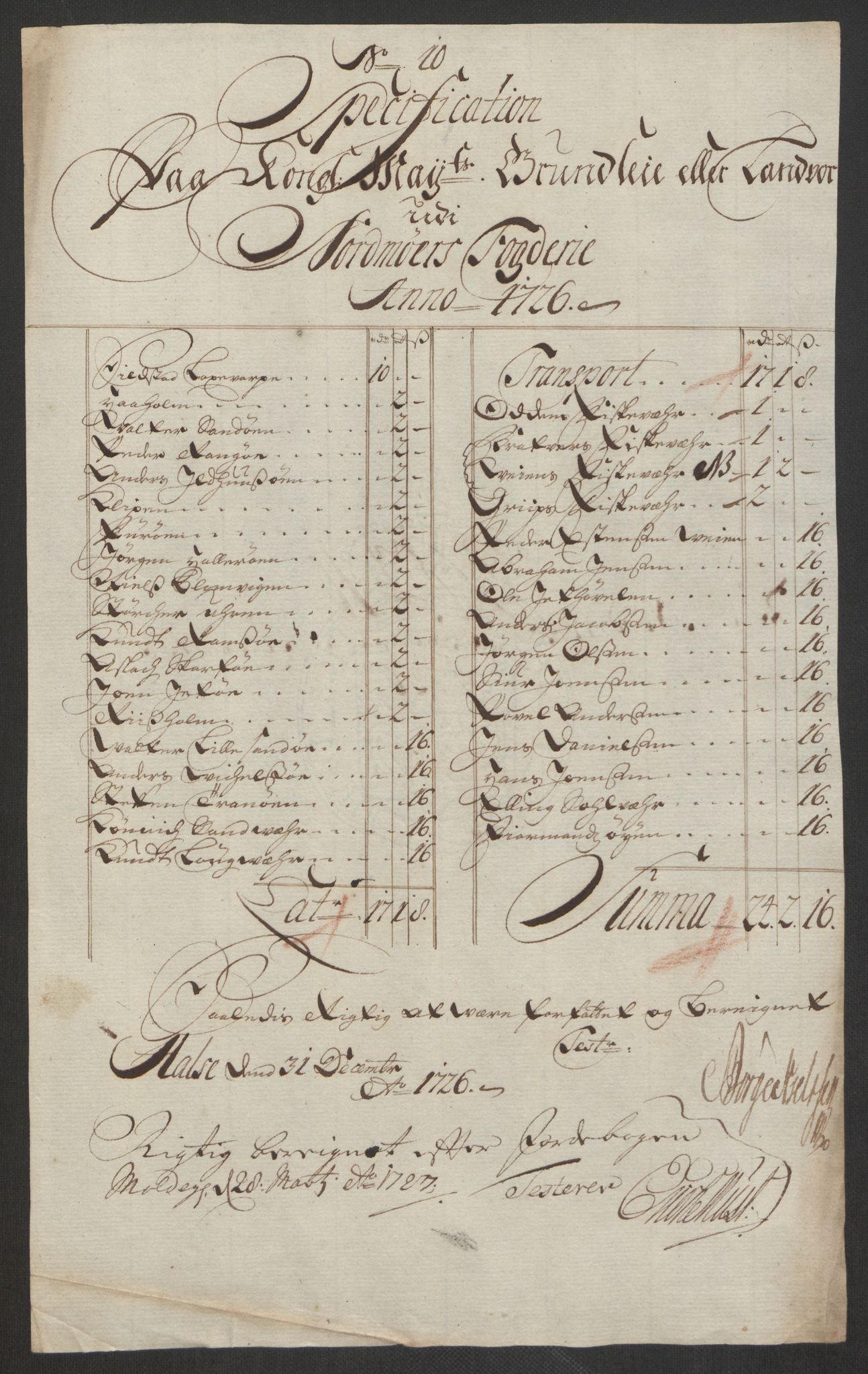 Rentekammeret inntil 1814, Reviderte regnskaper, Fogderegnskap, RA/EA-4092/R56/L3759: Fogderegnskap Nordmøre, 1726, s. 135