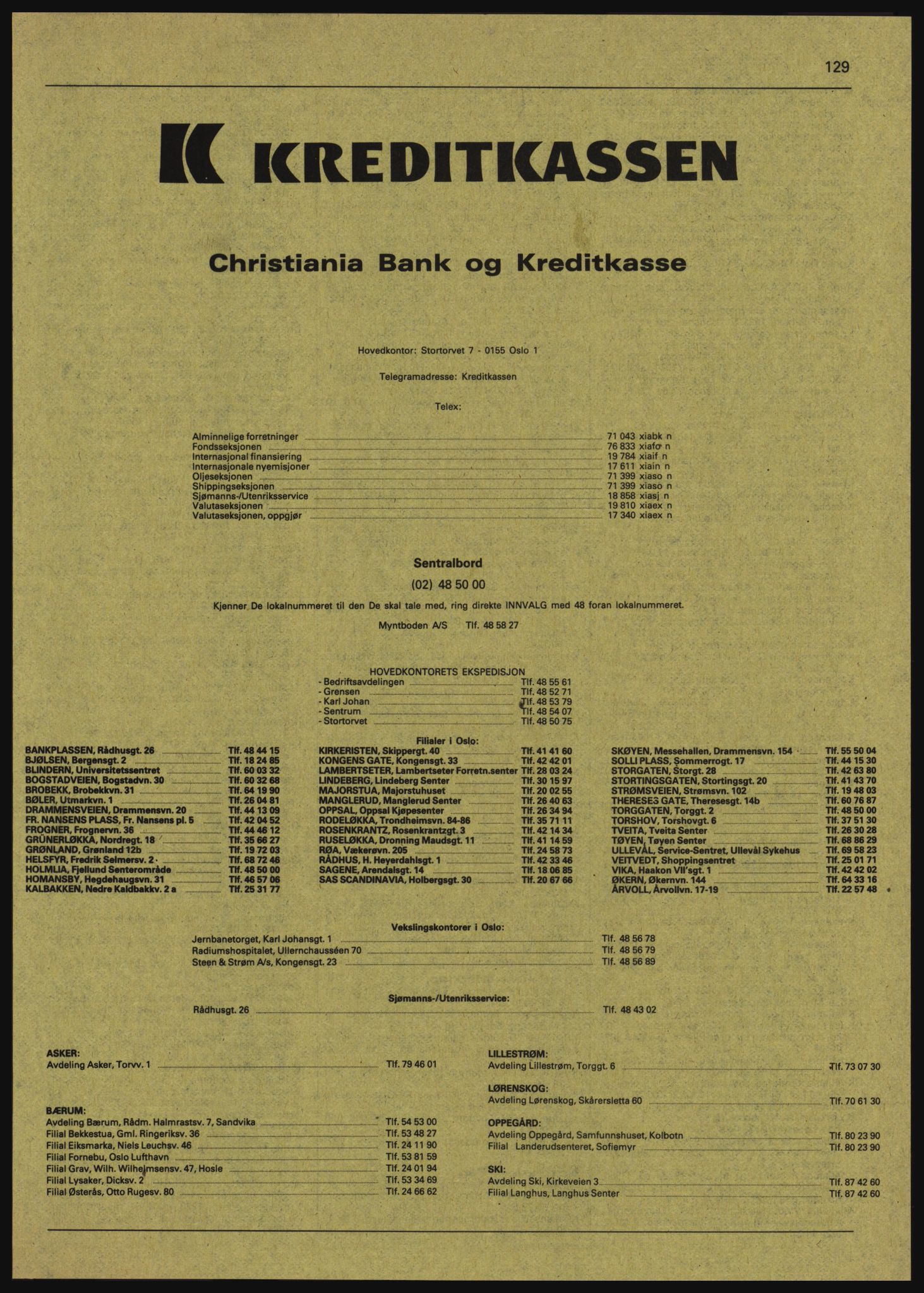 Kristiania/Oslo adressebok, PUBL/-, 1984-1985, s. 129