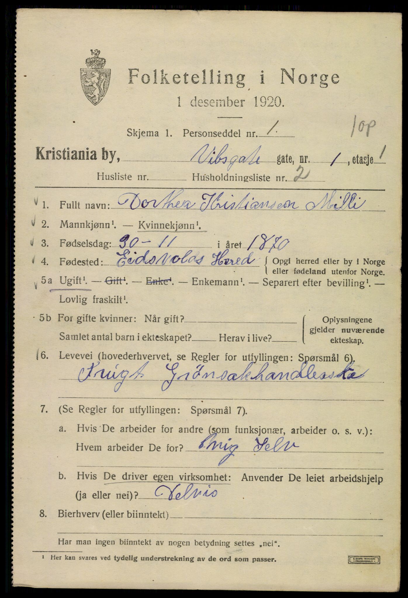 SAO, Folketelling 1920 for 0301 Kristiania kjøpstad, 1920, s. 632141