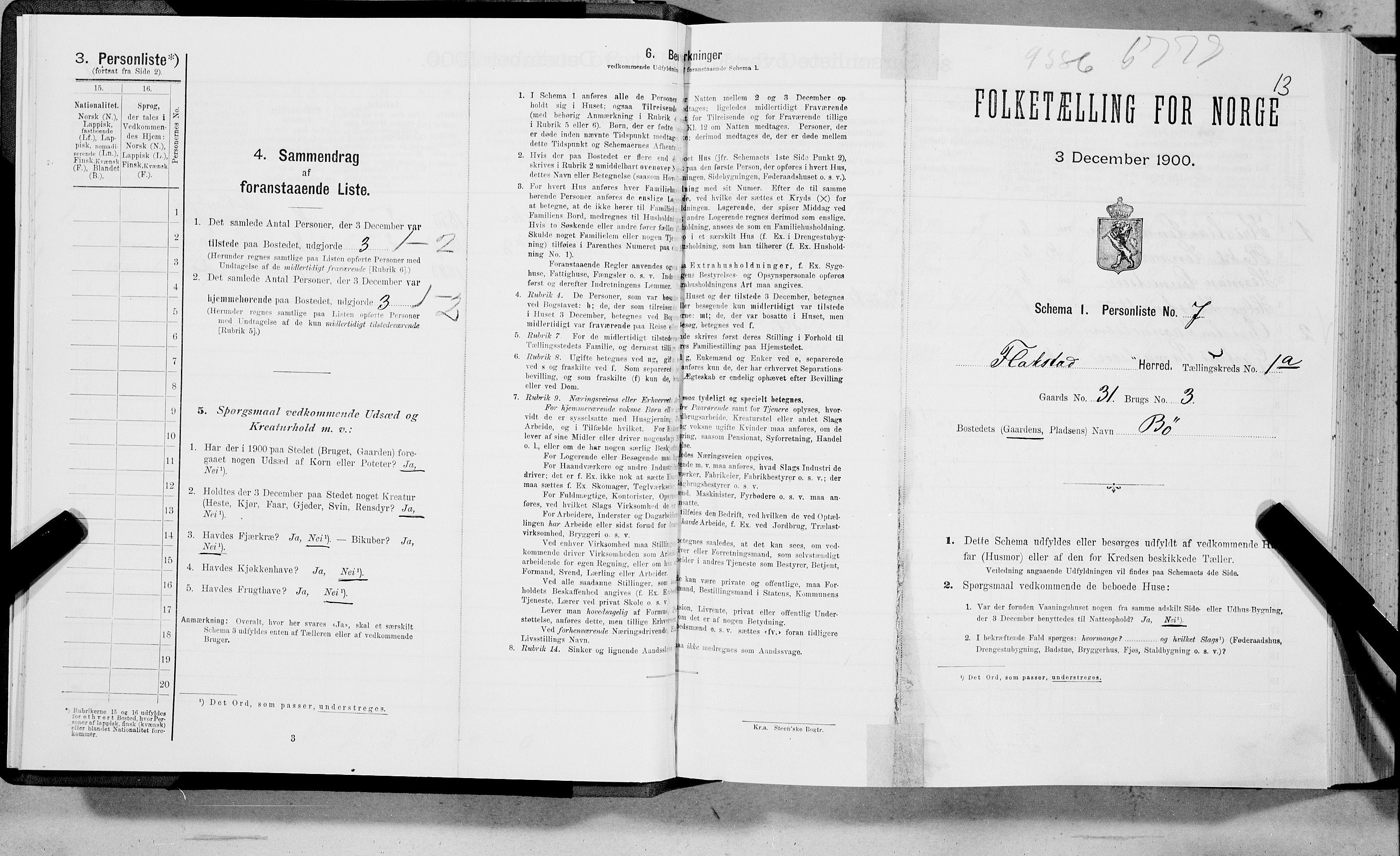 SAT, Folketelling 1900 for 1859 Flakstad herred, 1900, s. 32