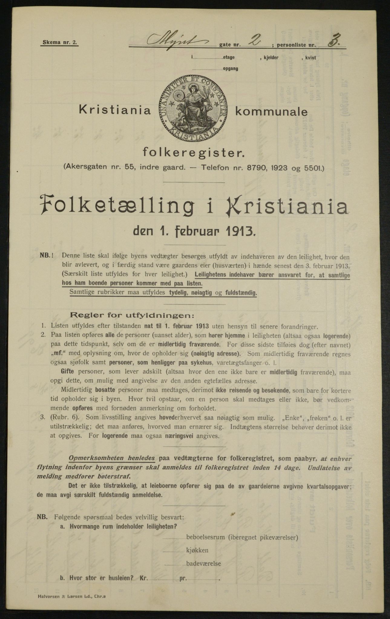 OBA, Kommunal folketelling 1.2.1913 for Kristiania, 1913, s. 68300
