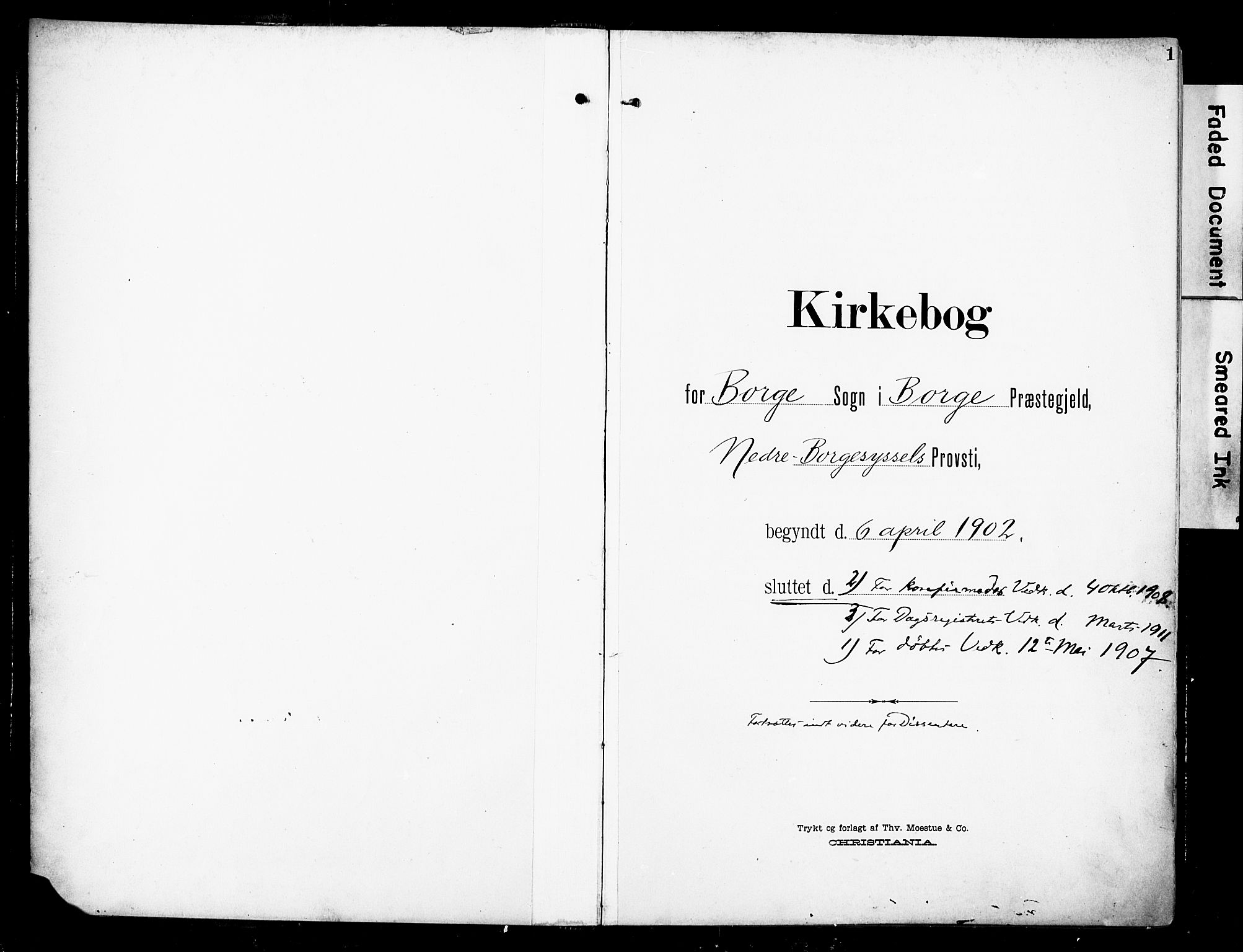 Borge prestekontor Kirkebøker, SAO/A-10903/F/Fa/L0009: Ministerialbok nr. I 9, 1902-1911, s. 1