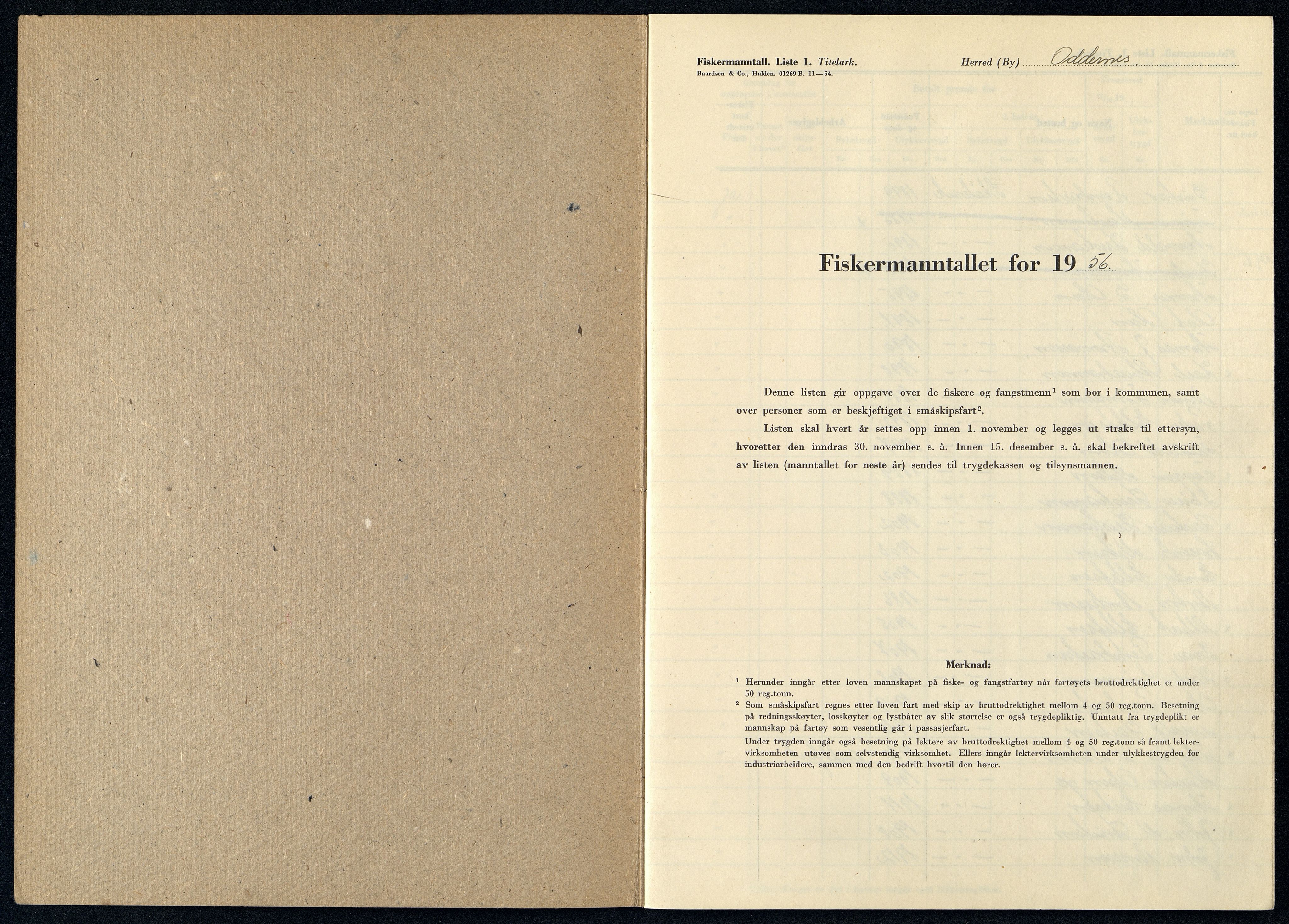 Oddernes kommune - Fiskermanntallnemnda, ARKSOR/1001OD622/F/L0001/0018: Manntall over forsikringspliktige fiskere og fangstmenn / Manntall over forsikringspliktige fiskere og fangstmenn, 1956