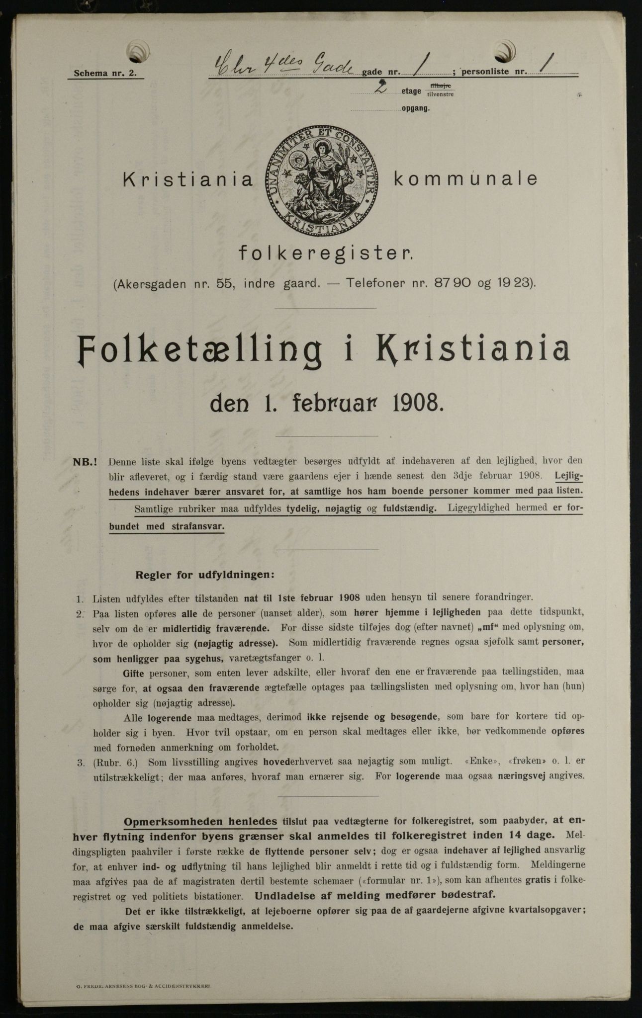 OBA, Kommunal folketelling 1.2.1908 for Kristiania kjøpstad, 1908, s. 48465