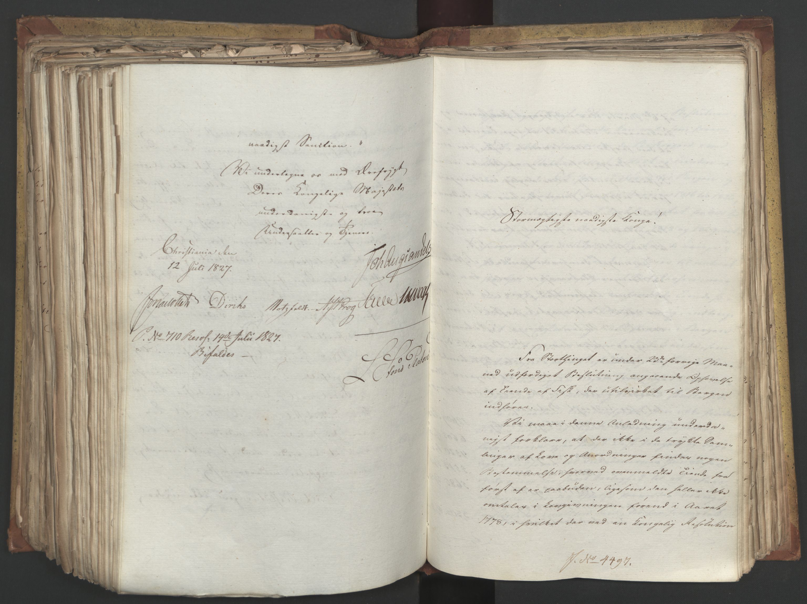 Statsrådsavdelingen i Stockholm, AV/RA-S-1003/D/Da/L0051: Regjeringsinnstillinger nr. 4310-4565, 1827, s. 469