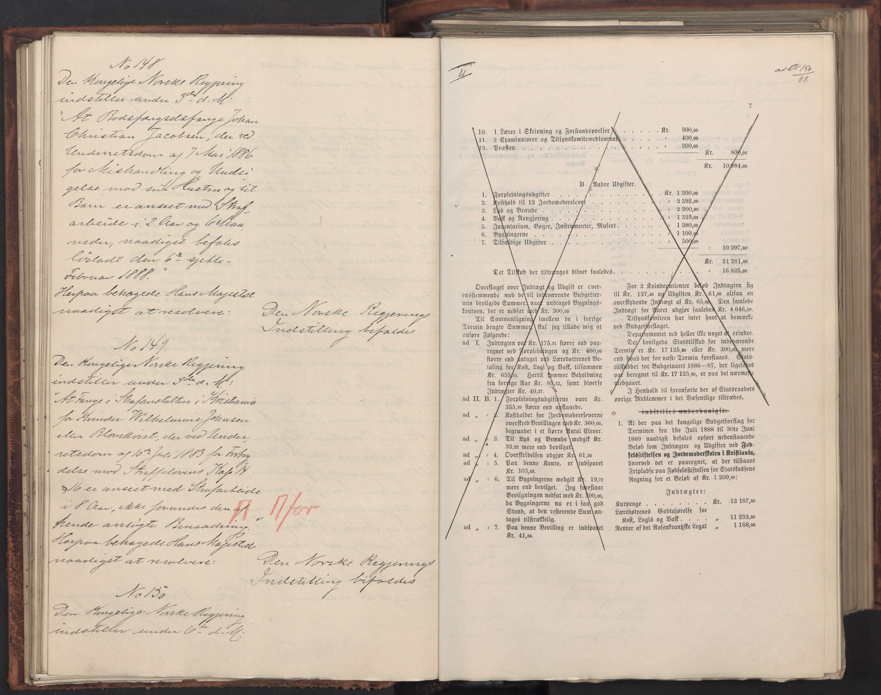 Statsrådssekretariatet, AV/RA-S-1001/A/Ab/L0151: Kgl. res. nr. 1-1281, 1. halvår, 1888