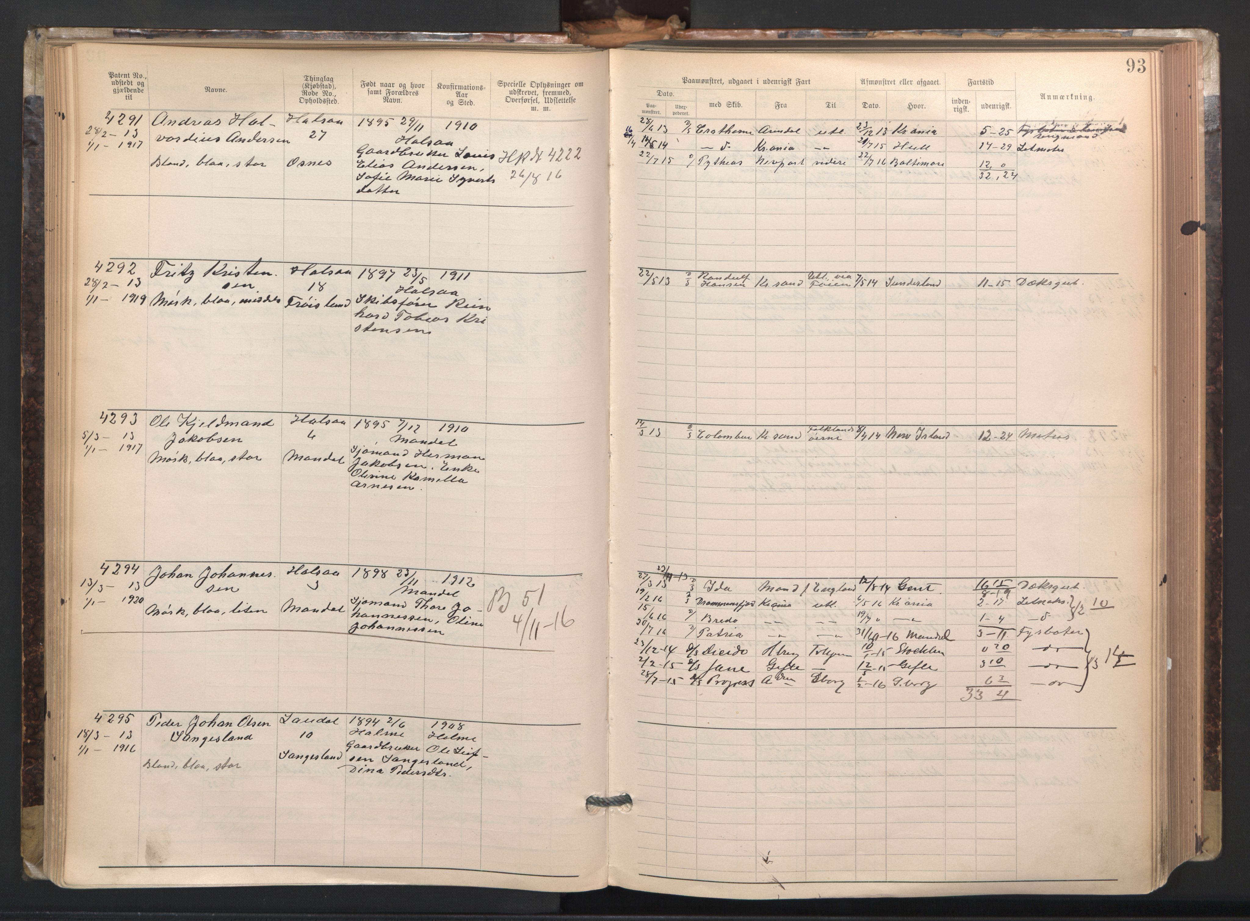 Mandal mønstringskrets, AV/SAK-2031-0016/F/Fa/L0003: Annotasjonsrulle nr 3831-4730 med register, L-5, 1900-1948, s. 117