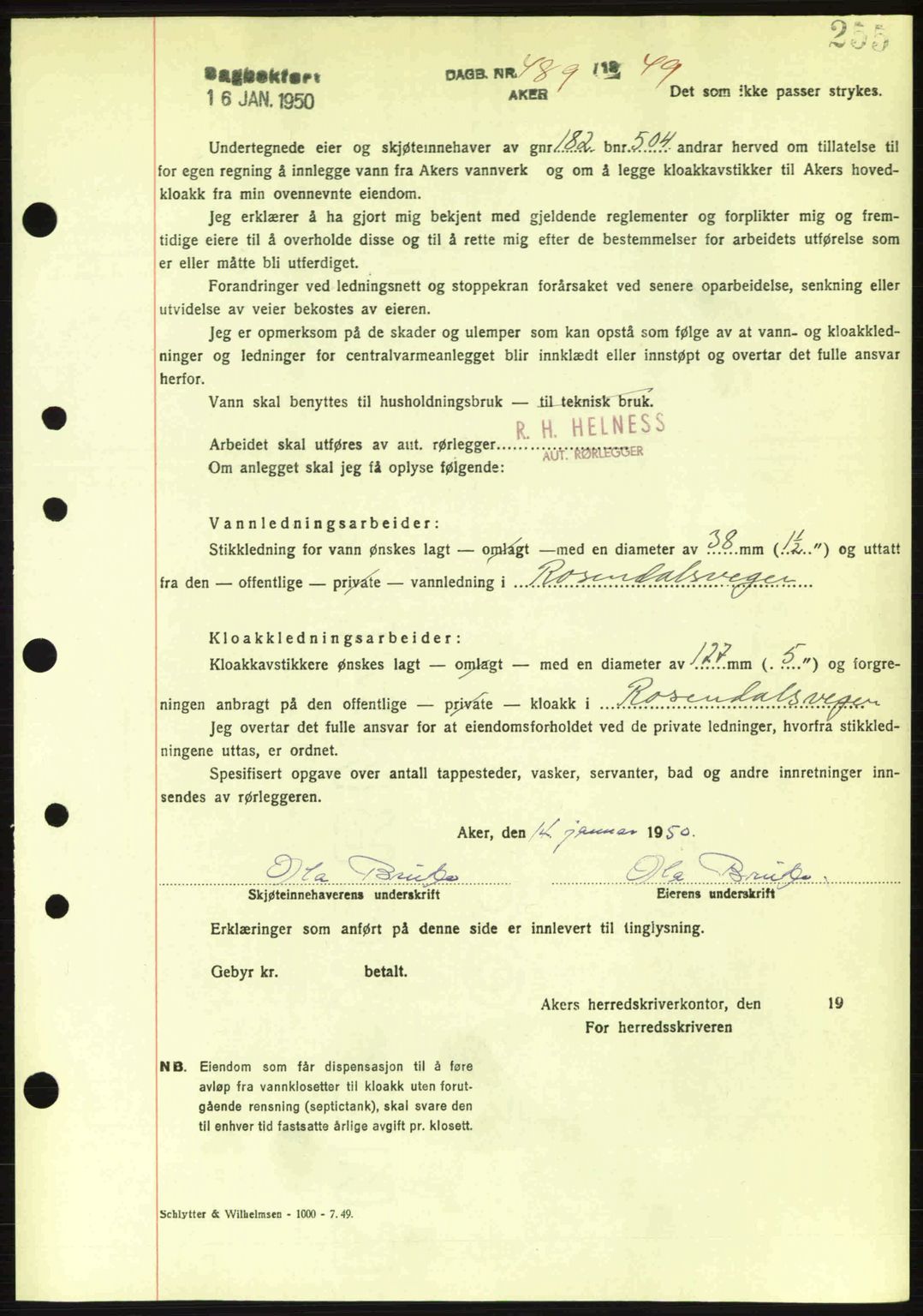 Oslo byskriverembete, AV/SAO-A-10227/G/Gb/Gbd/Gbda/L0017: Pantebok nr. A215, 1949-1950, Dagboknr: 489/1950
