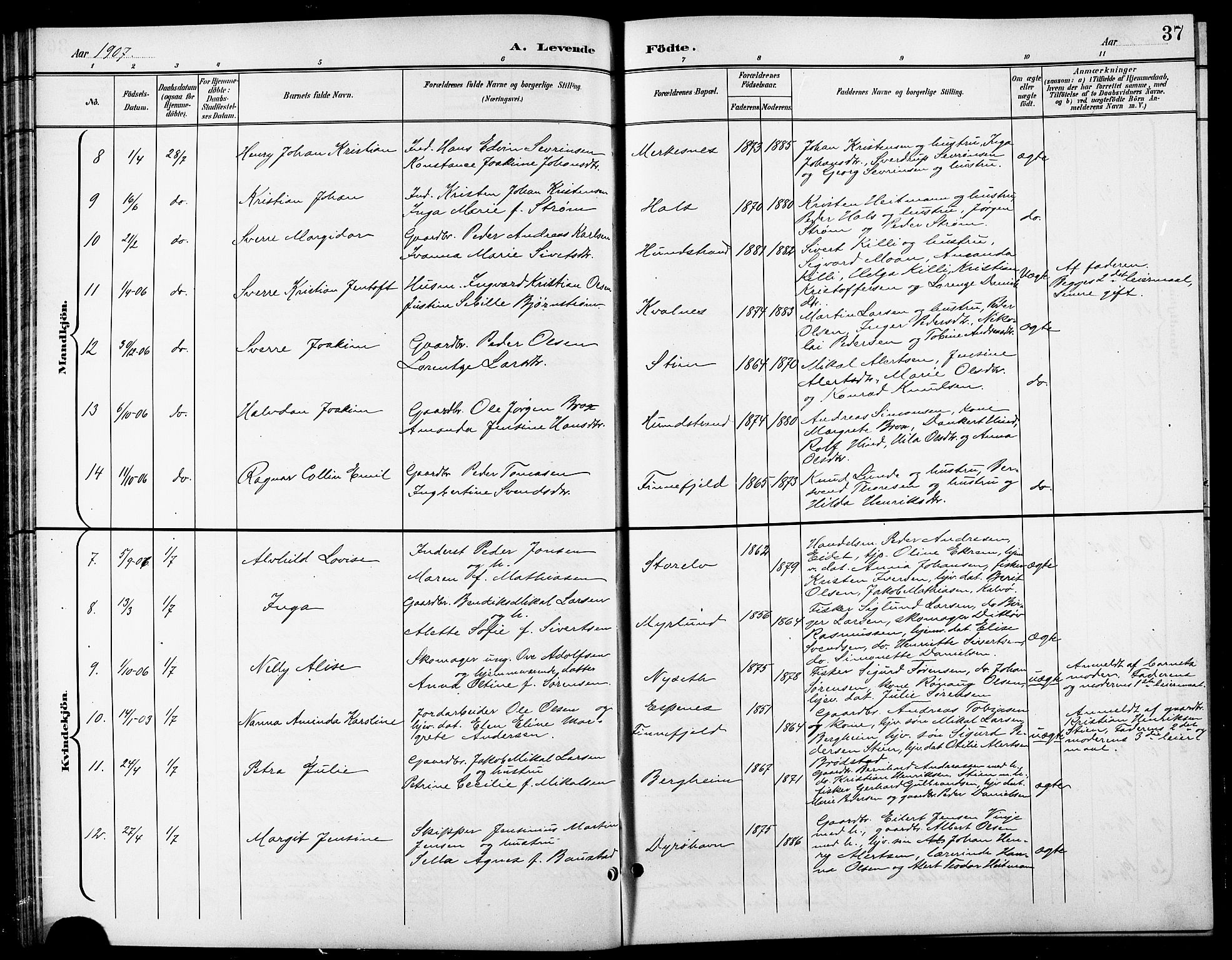 Tranøy sokneprestkontor, AV/SATØ-S-1313/I/Ia/Iab/L0014klokker: Klokkerbok nr. 14, 1896-1918, s. 37