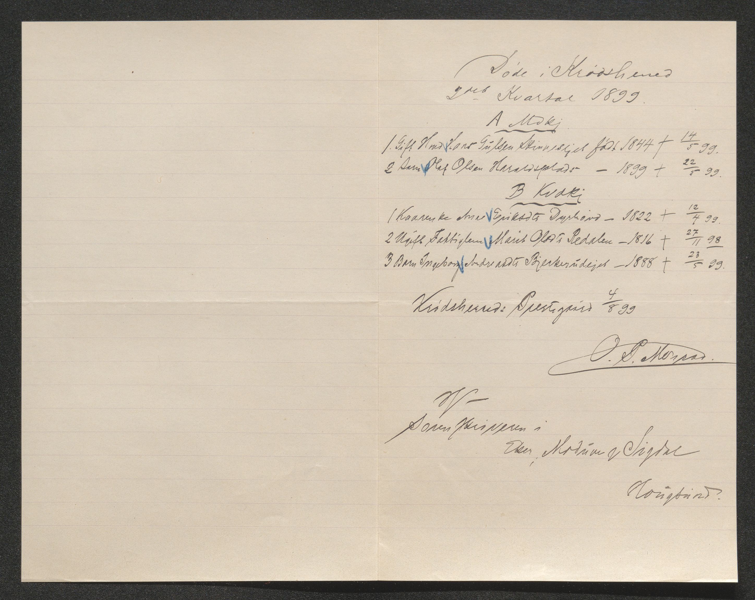 Eiker, Modum og Sigdal sorenskriveri, AV/SAKO-A-123/H/Ha/Hab/L0026: Dødsfallsmeldinger, 1899, s. 541