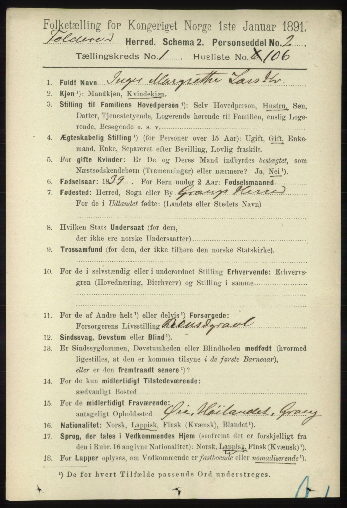 RA, Folketelling 1891 for 1753 Foldereid herred, 1891, s. 785