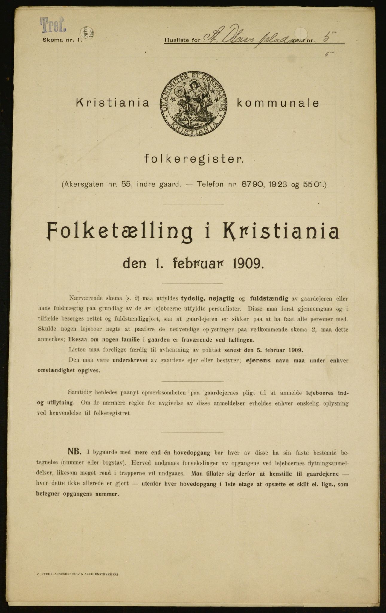 OBA, Kommunal folketelling 1.2.1909 for Kristiania kjøpstad, 1909, s. 80365