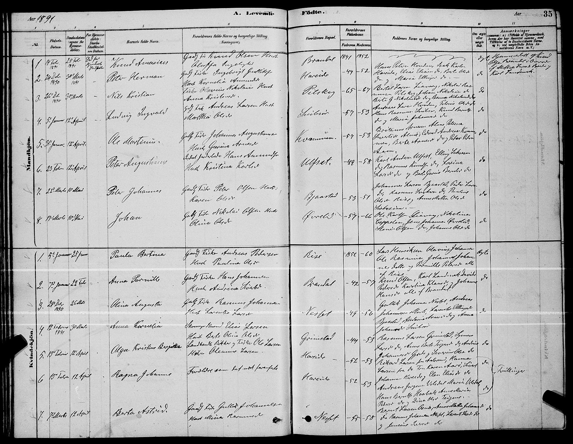 Ministerialprotokoller, klokkerbøker og fødselsregistre - Møre og Romsdal, SAT/A-1454/510/L0125: Klokkerbok nr. 510C02, 1878-1900, s. 35