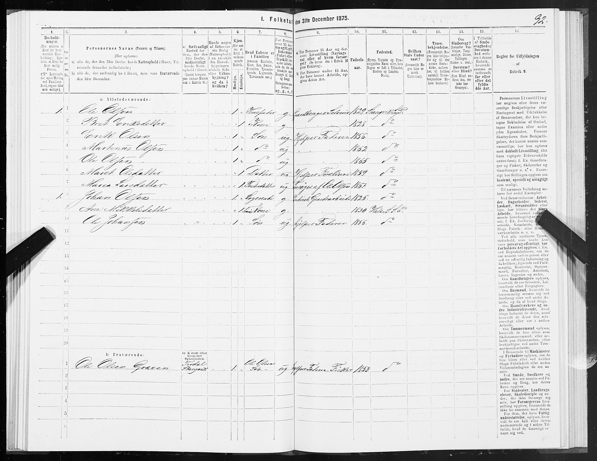 SAT, Folketelling 1875 for 1564P Stangvik prestegjeld, 1875, s. 2092