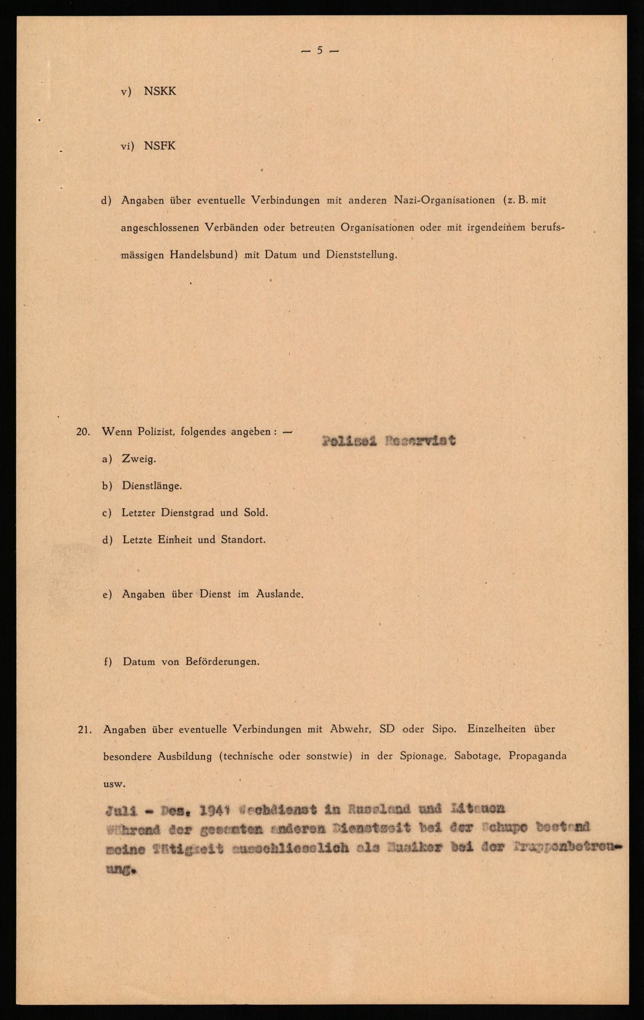 Forsvaret, Forsvarets overkommando II, AV/RA-RAFA-3915/D/Db/L0024: CI Questionaires. Tyske okkupasjonsstyrker i Norge. Tyskere., 1945-1946, s. 512