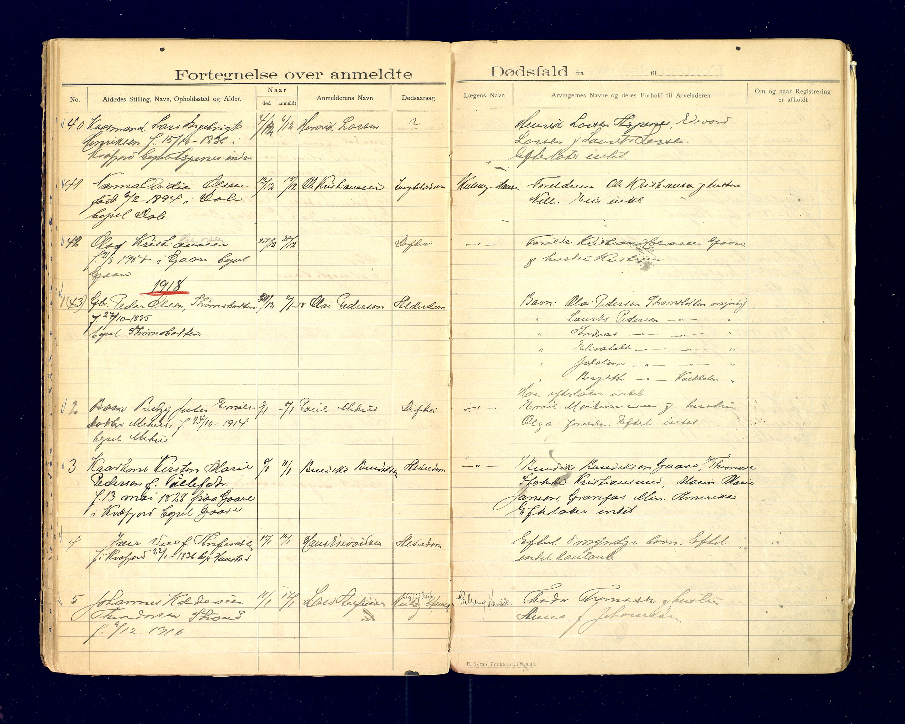 Kvæfjord lensmannskontor, AV/SATØ-SATO-112/F/Fj/Fja/L0069: Dødsfallsprotokoll, 1907-1922