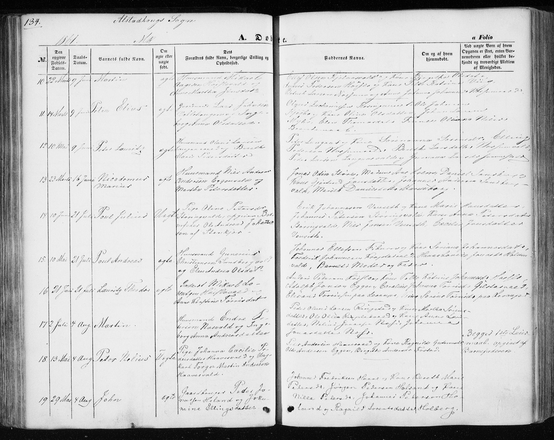 Ministerialprotokoller, klokkerbøker og fødselsregistre - Nord-Trøndelag, AV/SAT-A-1458/717/L0154: Ministerialbok nr. 717A07 /1, 1850-1862, s. 134